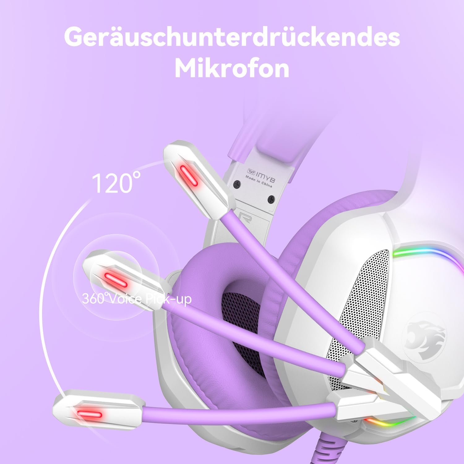 Detalle 2 de IMYB Katzenohr-Gaming-Headset – abnehmbare Ohren, RGB, Stereo Surround & Stimmqualität, kompatibel mit PC/Mac, PS4/PS5, Xbox Series X/S