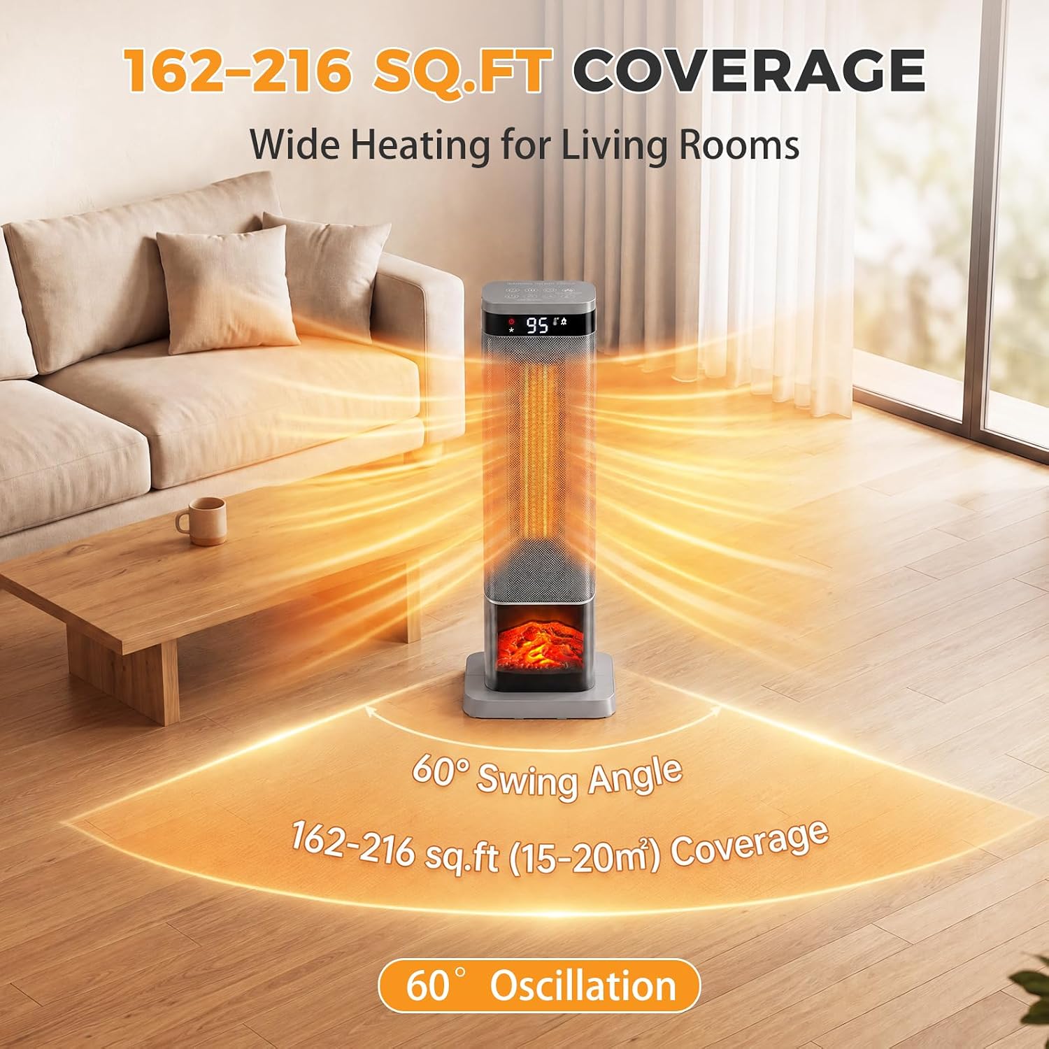 Detalle 2 de NEWBULIG AH-NFJ1F01-24SR 24-Inch 1500W Space Heater with Oscillation