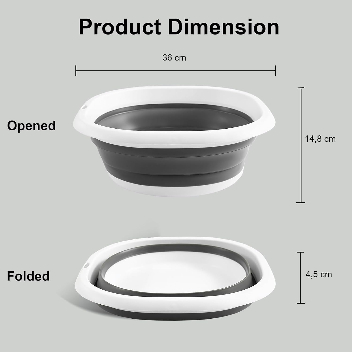 Detalle de 4UBonLife Bassine pliable 10 L : lavabo rétractable en silicone TPE/PP pour camping et cuisine