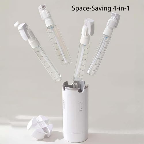Detalle de Zouwel 4-in-1 Travel Dispenser Bottles Set – Refillable, Leak-Proof & Portable (White)