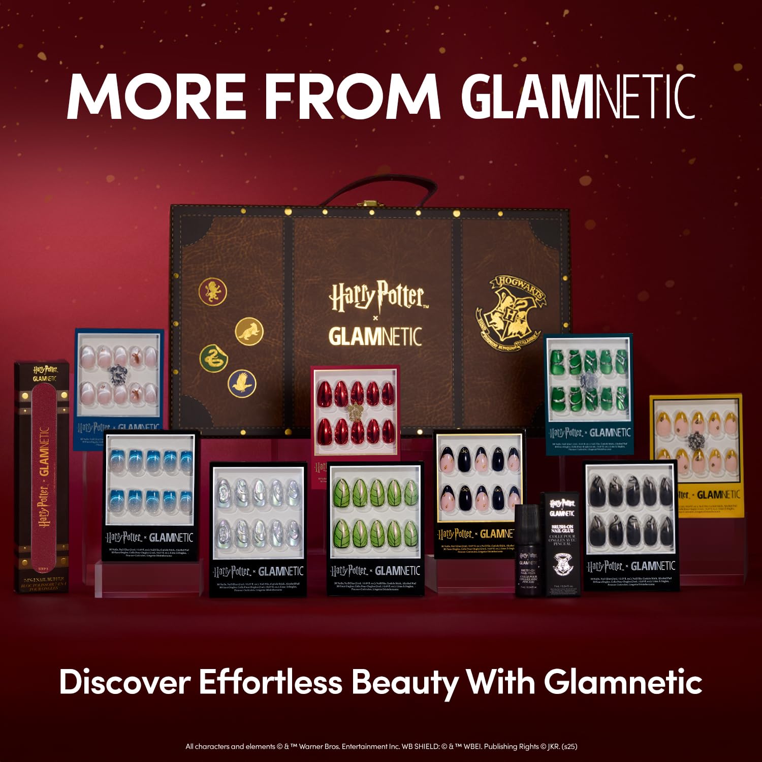 Detalle de Glamnetic x Harry Potter Dementor Press-On Nails, Medium Almond, Glossy Finish