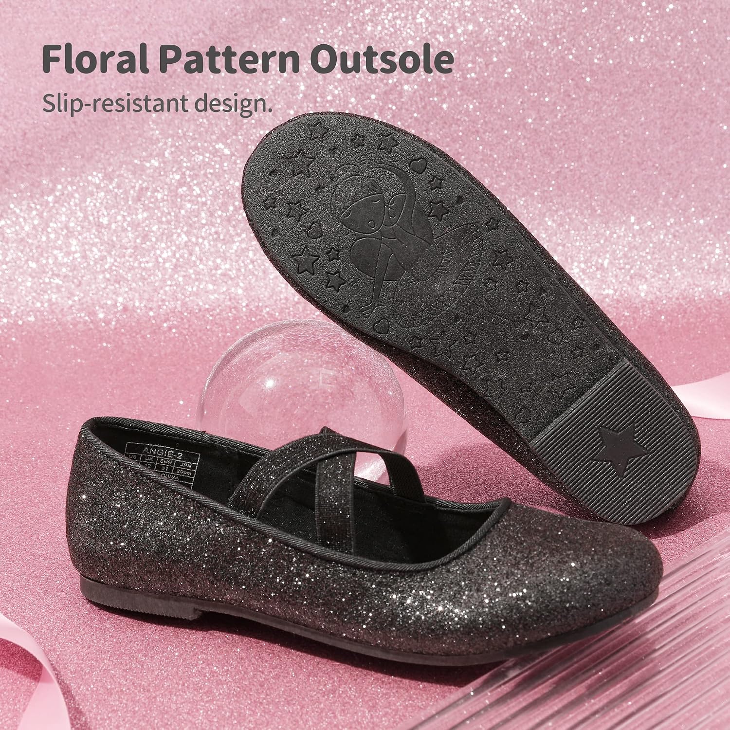 Detalle de Dream Pairs Bambini Ballerine Mary Jane Angie-2: glitterate, comode e versatili per feste e principesse