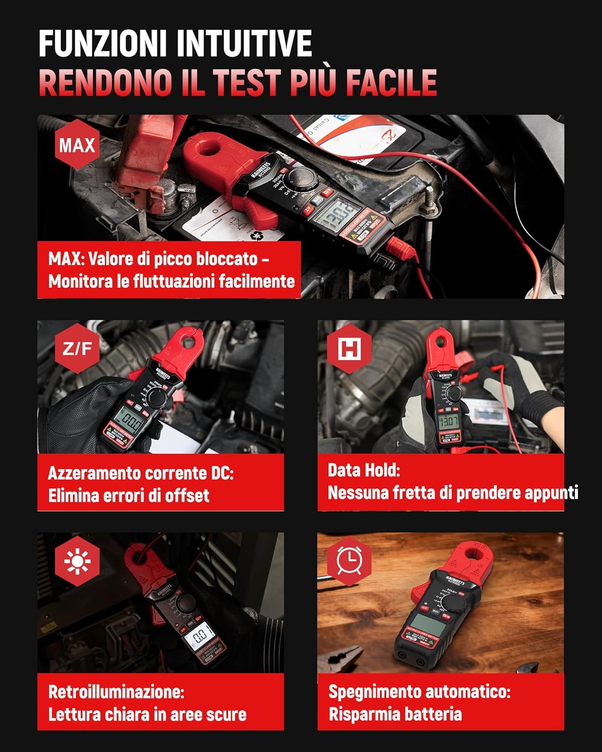 Thumbnail 6 de KAIWEETS KC200D mini pinza amperometrica digitale True RMS con NCV