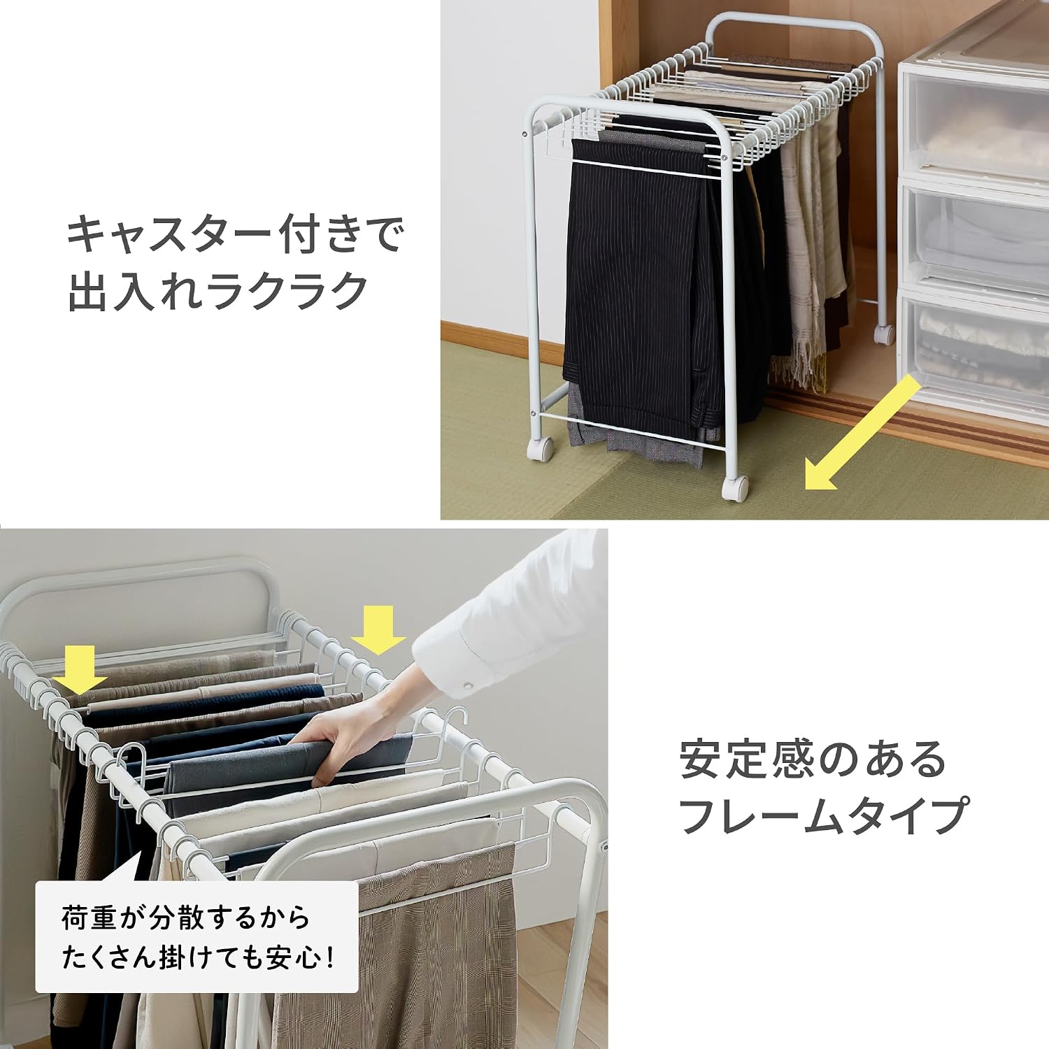Detalle 2 de 平安伸銅工業 BHS-2 ボトムスハンガー 24着収納・キャスター付き 幅43cm