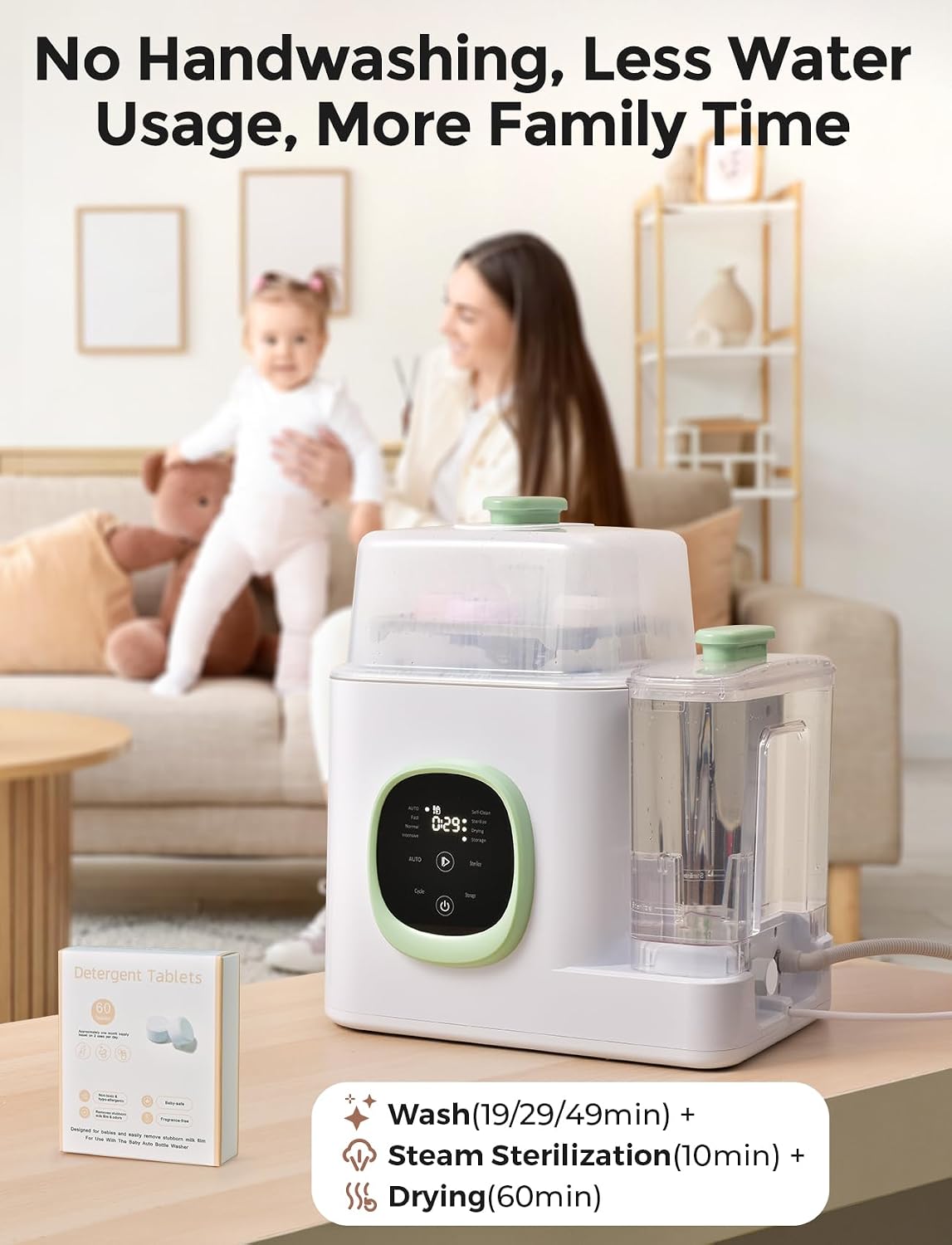 Detalle de XAPROO Baby Bottle Washer, Sterilizer & Dryer with 13 Modes and Rapid Wash