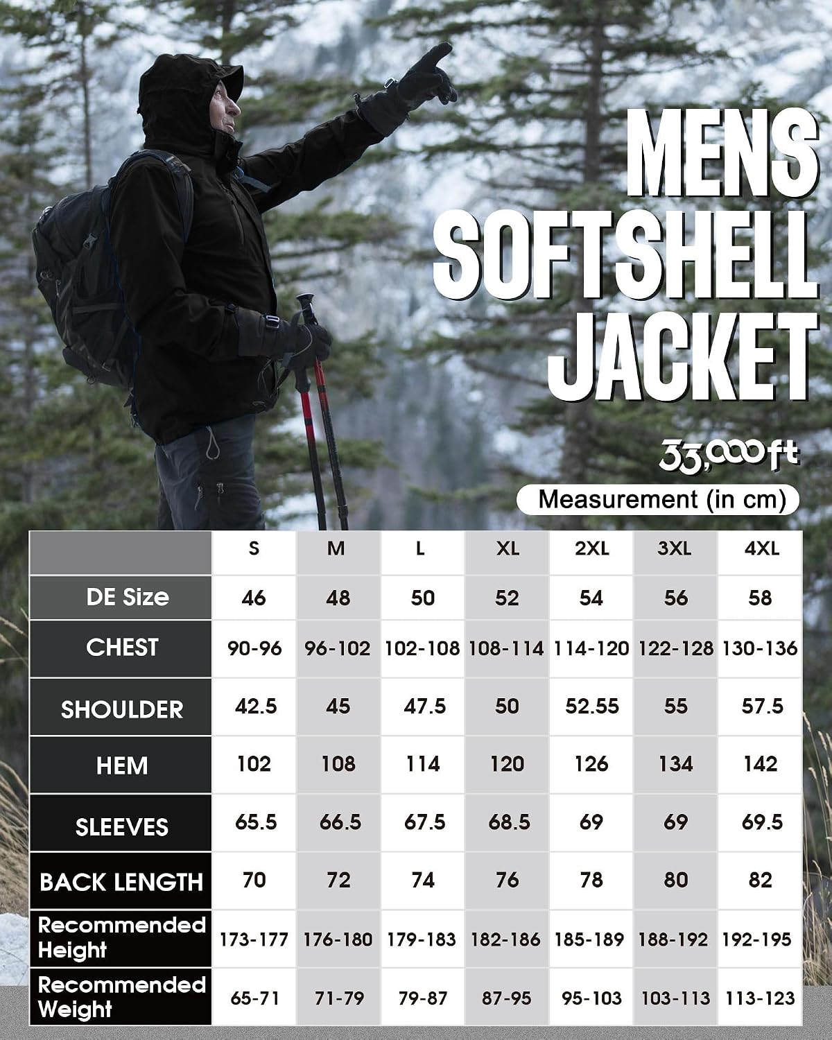 Detalle 2 de Softshelljacke 33,000ft für Herren, Windschutz