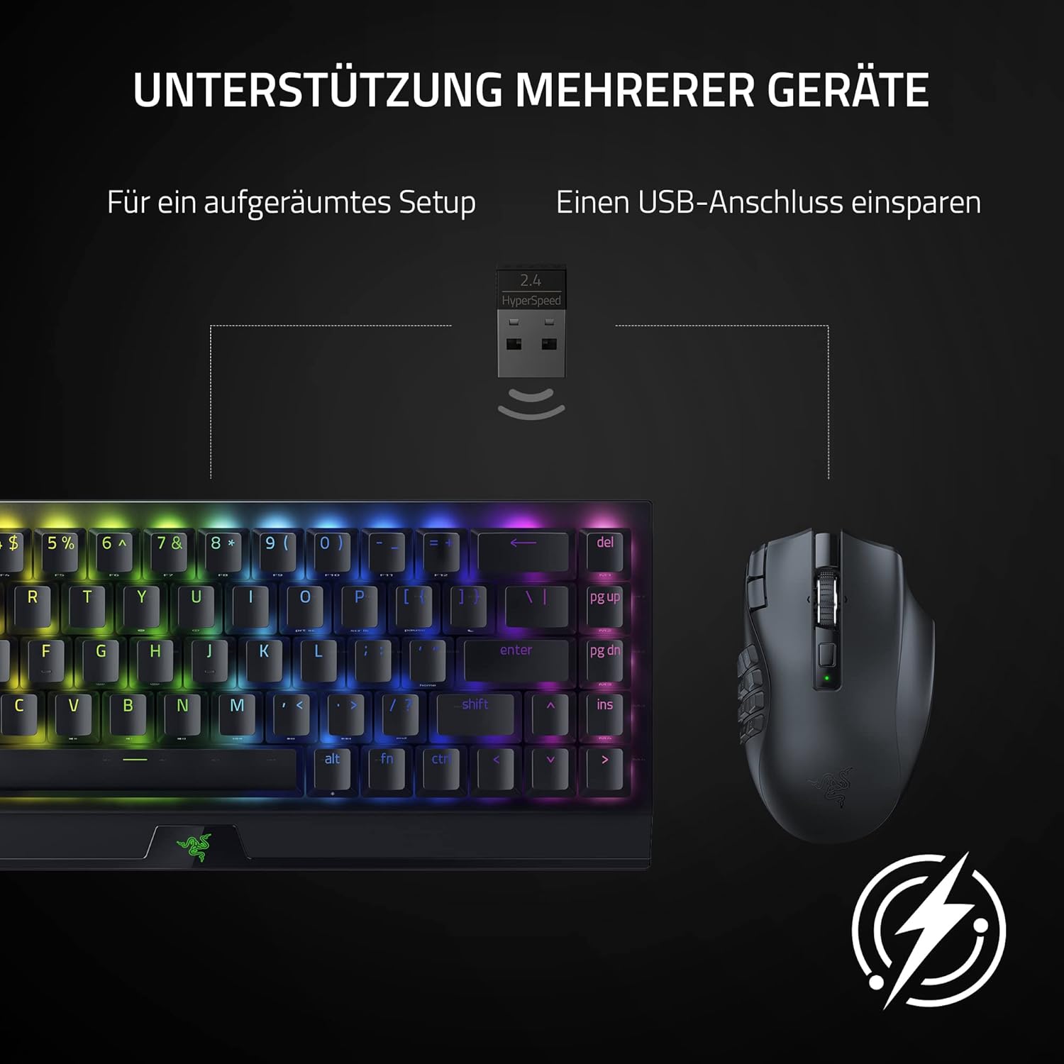 Thumbnail 5 de Razer Naga V2 HyperSpeed kabellose MMO-Gaming-Maus mit 19 programmierbaren Tasten, 2,4-GHz-Wireless & Bluetooth