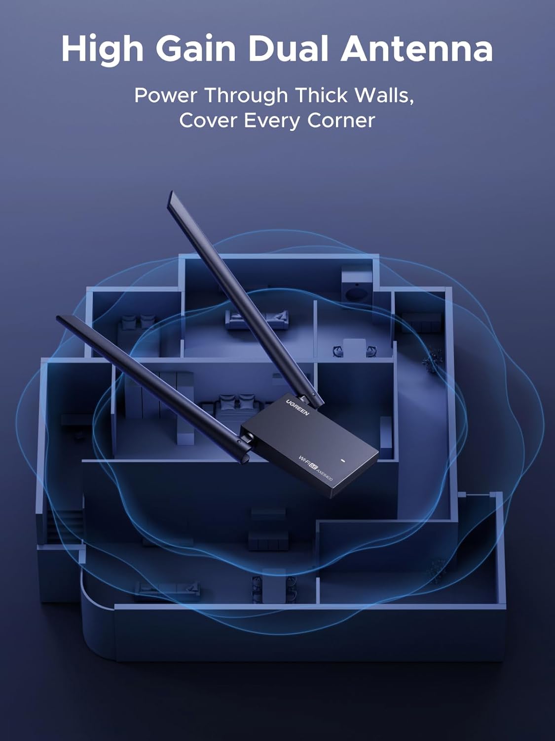 Thumbnail 4 de UGREEN WiFi Dongle AXE5400 (WiFi 6E) USB WiFi Adapter for PC with WPA3