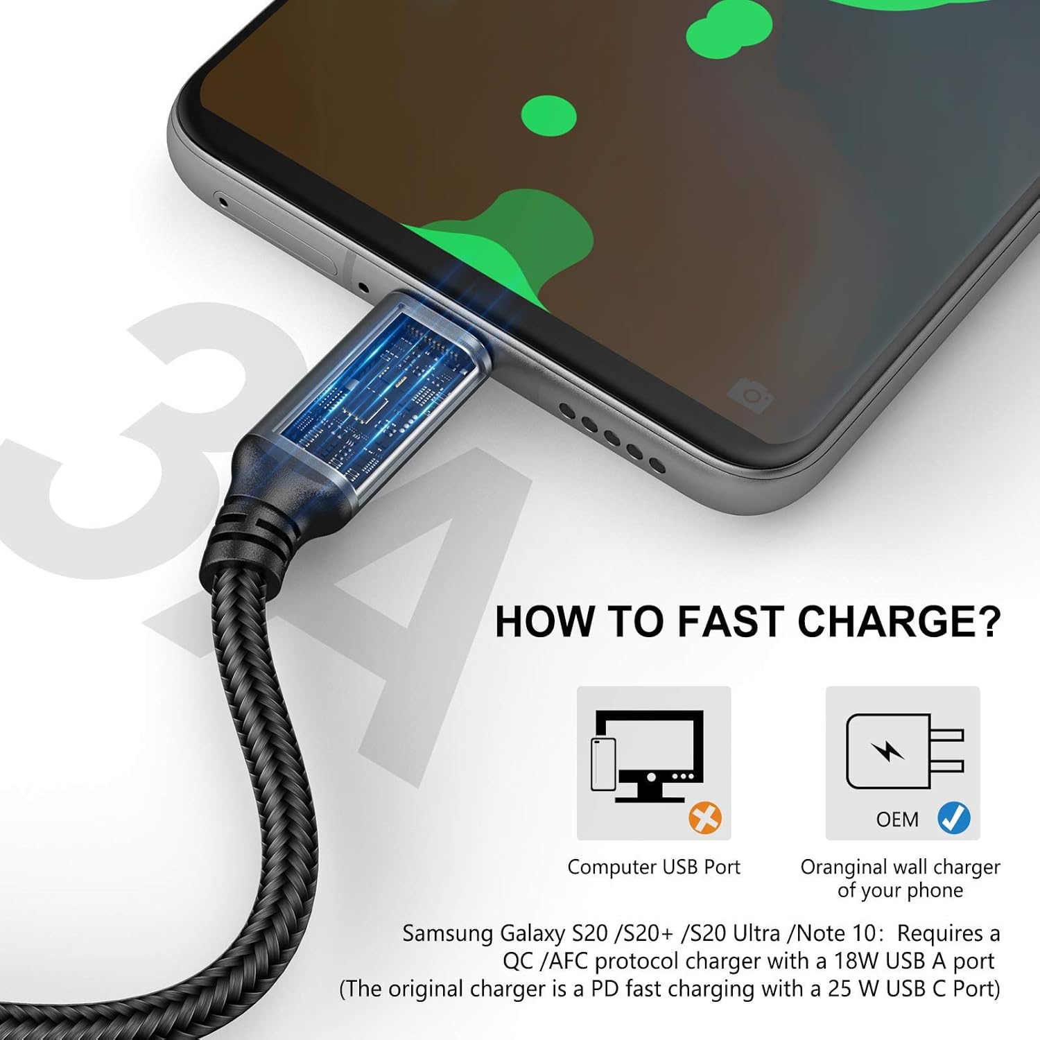 Detalle de USB Type-C to A Cable 5-Pack 6ft ⚡