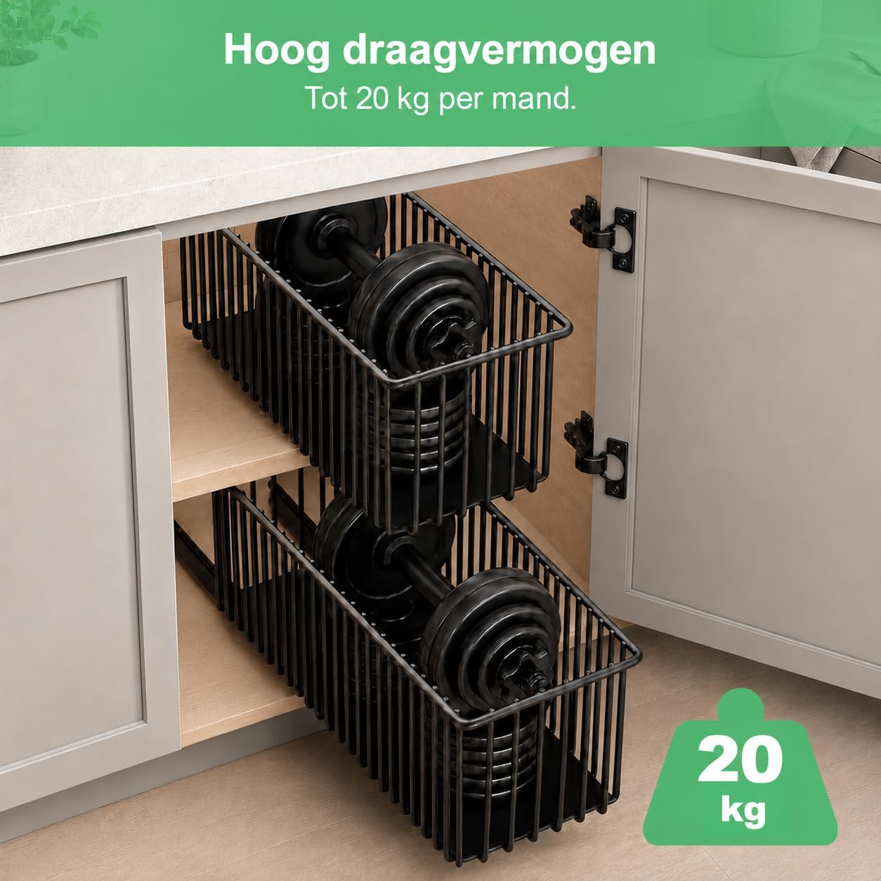 Detalle 1 de KEXIBO KEXIBO-LB uittrekbare kastmanden, 4 stuks van koolstofstaal