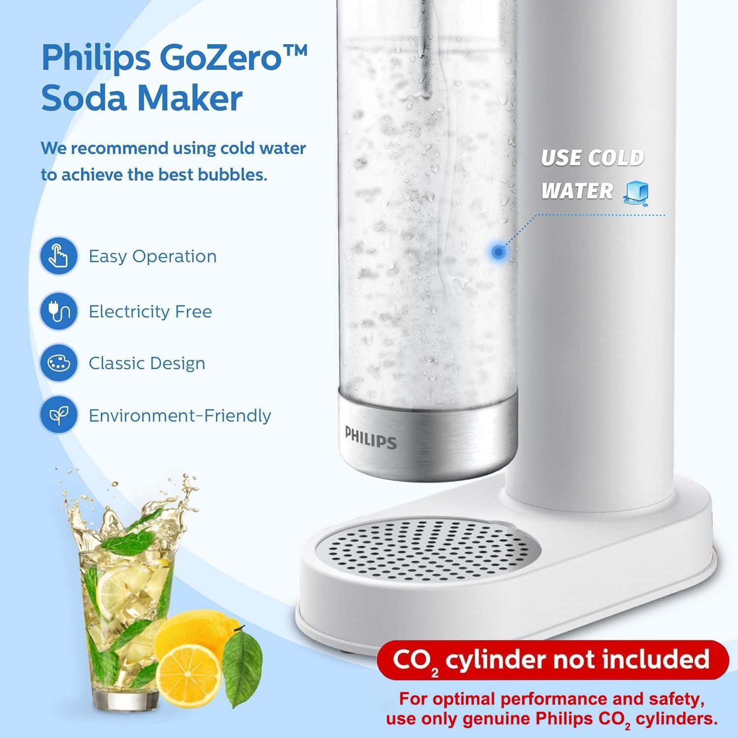 Detalle 2 de Philips ADD4902BKOQ Sparkling Water Maker 1L 💧
