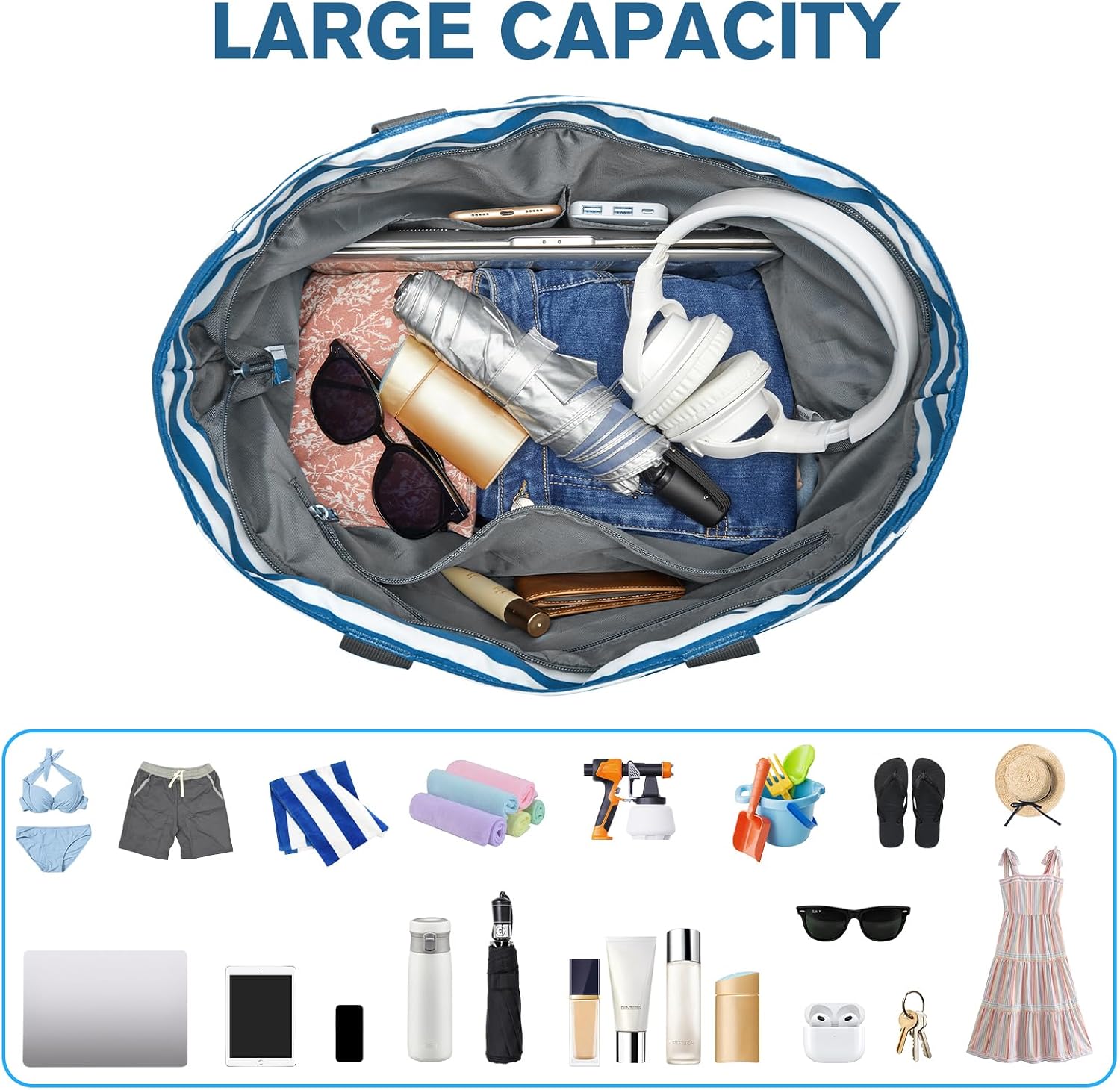 Thumbnail 3 de G4Free Large Beach Bag for Women: Waterproof, Sandproof and 2-in-1 Capacity Tote