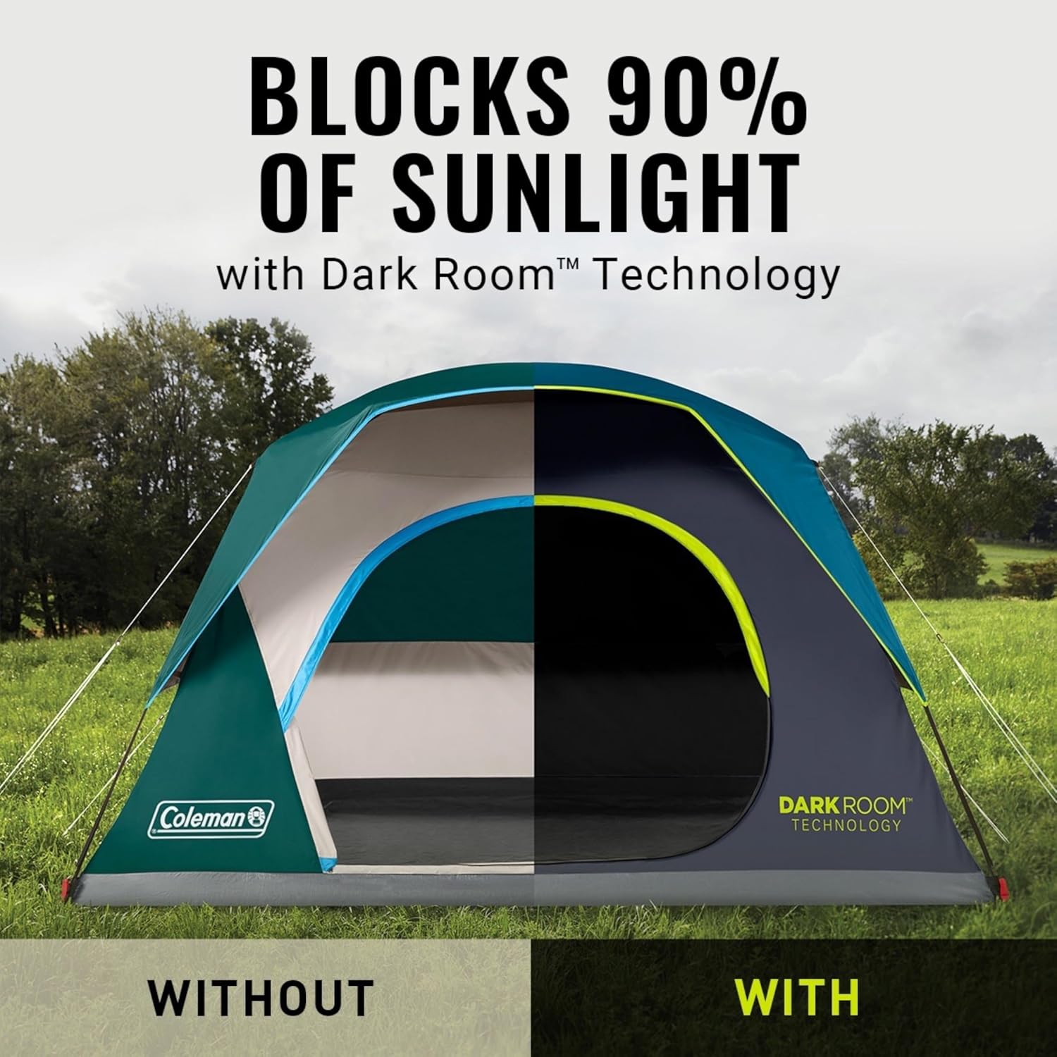 Detalle de Coleman Skydome Dark Room Tent (4/6/8/10 Person) with Rainfly, 5-Minute Setup