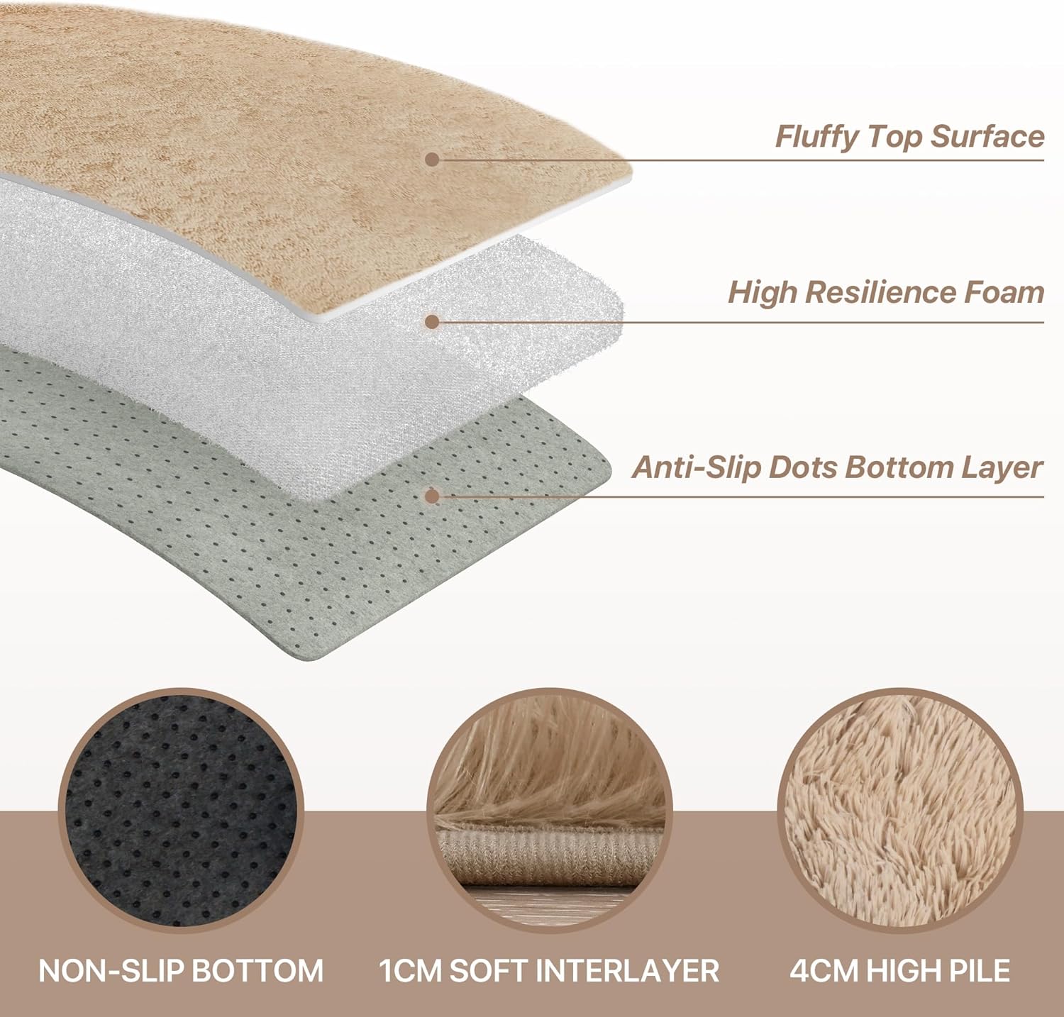 Thumbnail 2 de BEIMO tapis shaggy 120x170 cm beige sable
