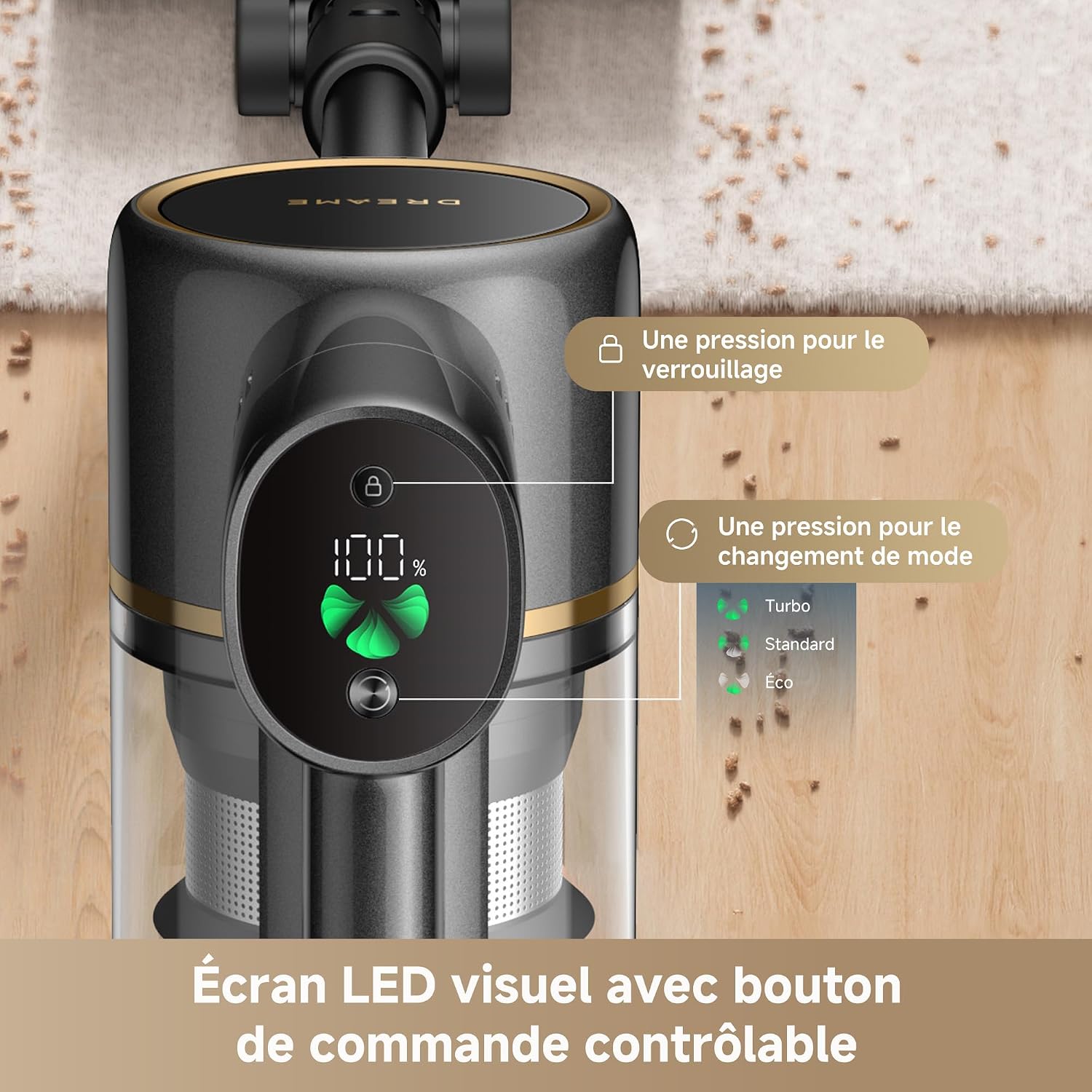 Detalle de Dreame R20 SE-A VZV23A draadloze steelstofzuiger, 150 AW en ledverlichting