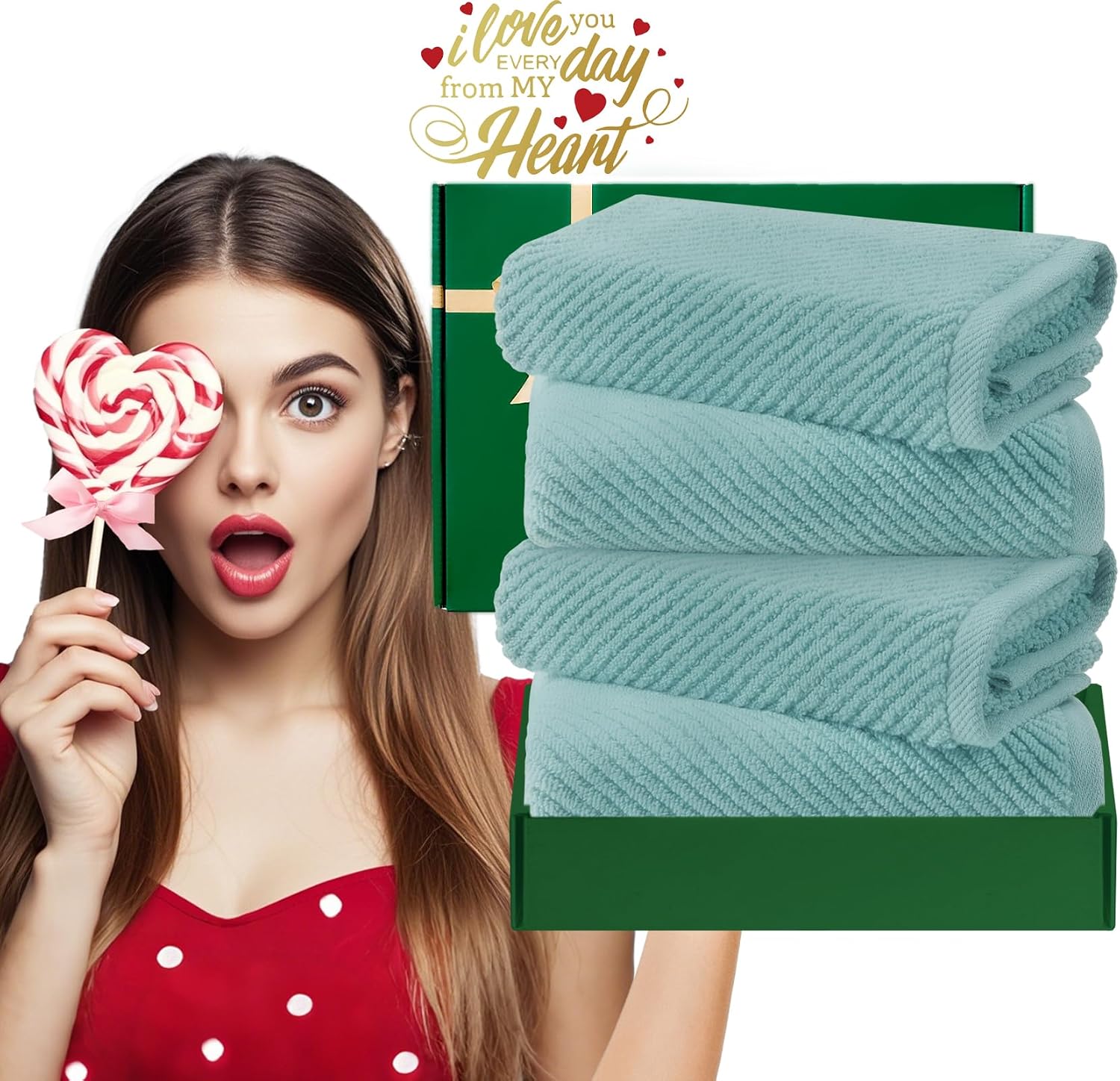 Thumbnail 5 de Teal 4-Piece Hand Towel Set 18x28