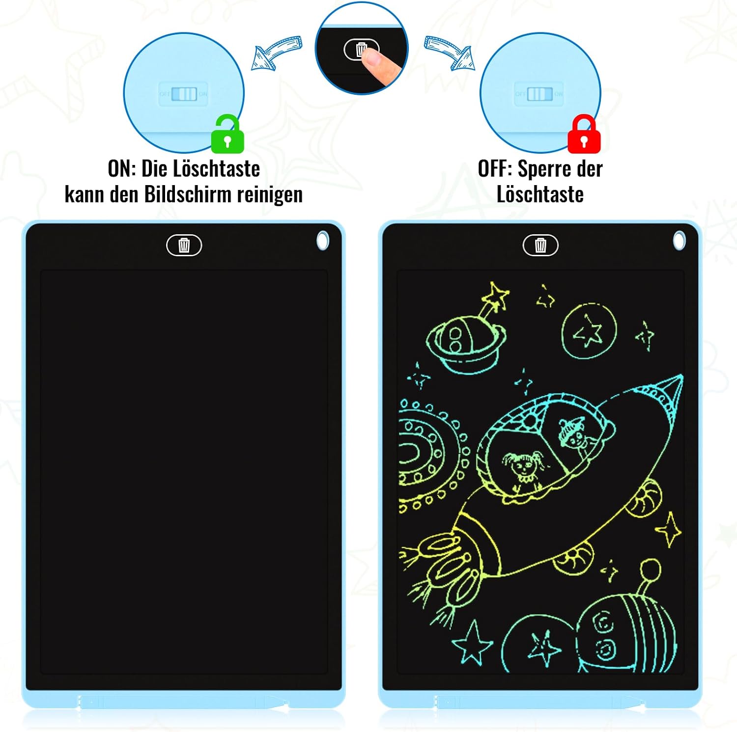 Detalle de Electight HK-12A-EBDECAT1L LCD-schrijfbord, 12 inch, set van 2 met wisfunctie