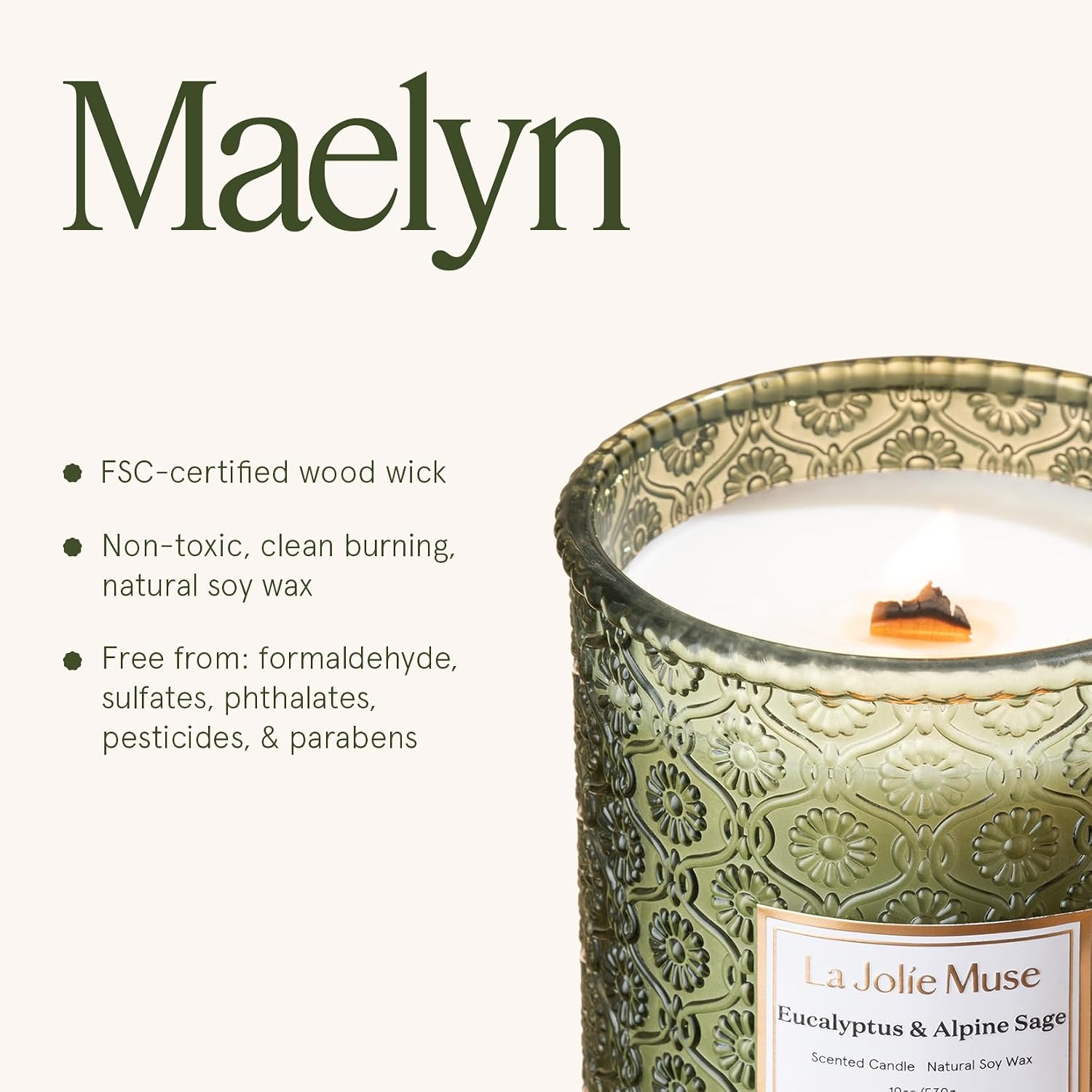 Detalle 2 de LA Jolie Muse Eucalyptus & Alpine Sage Candle 19 oz