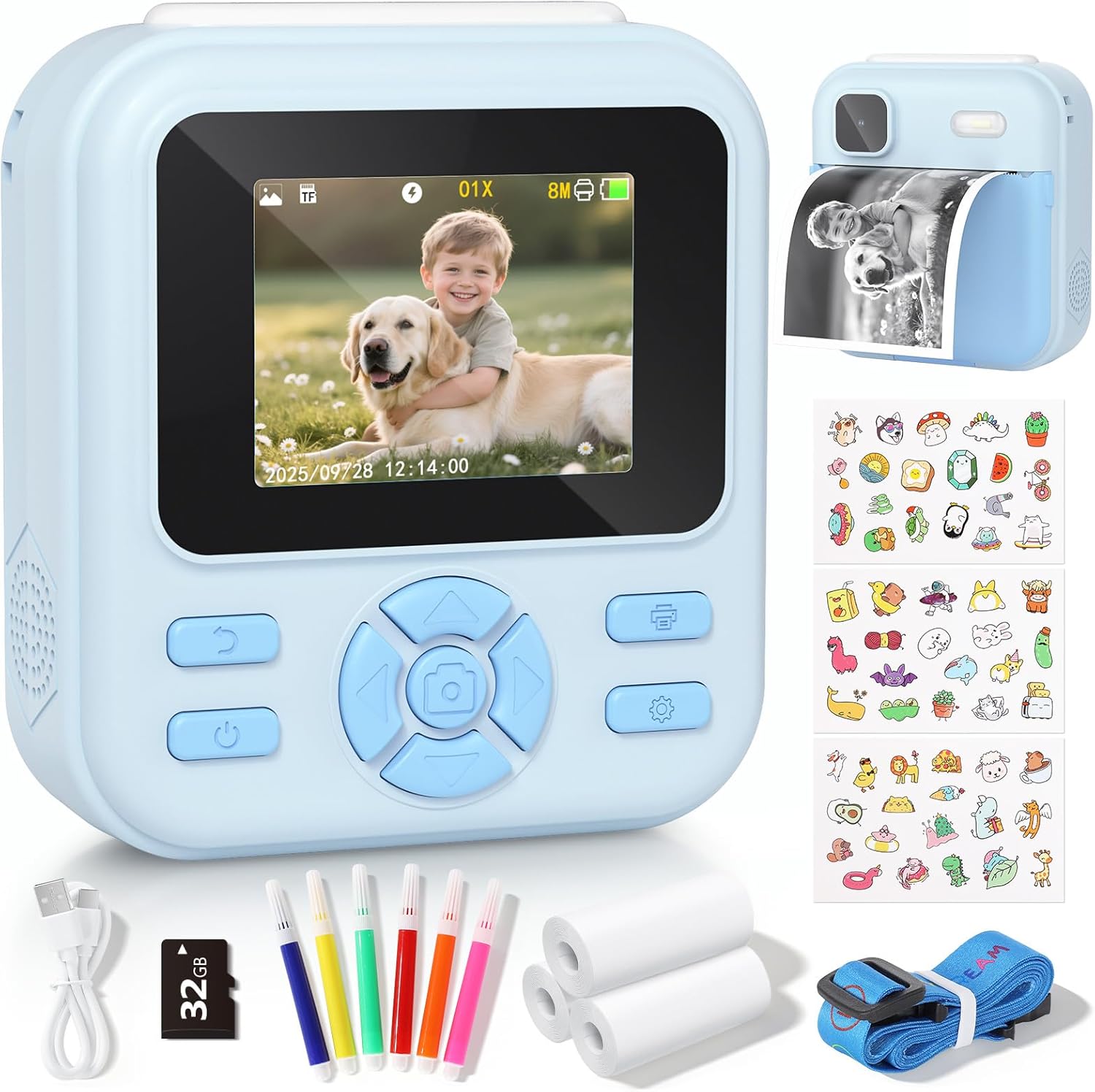 Thumbnail 1 de YOHOOLYO Kids Camera Instant Print with 32GB Card & 3 Paper Rolls – 2.4" Digital Instant Camera for Kids Aged 4–10 (Blue)