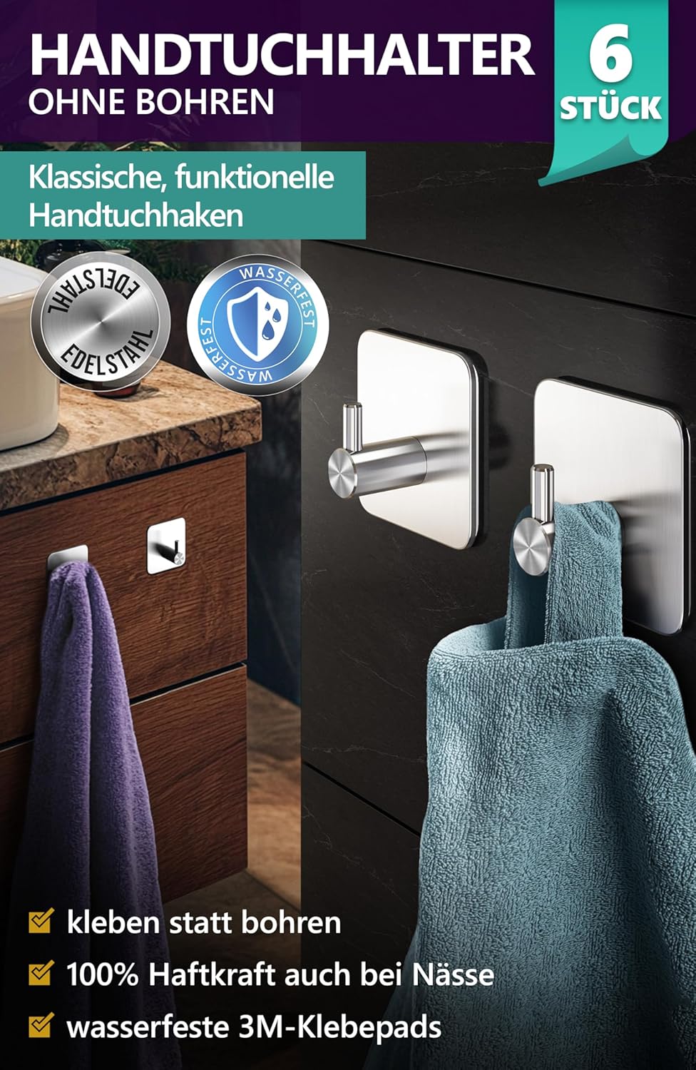 Thumbnail 1 de Menz Handtuchhaken Edelstahl 6er-Set