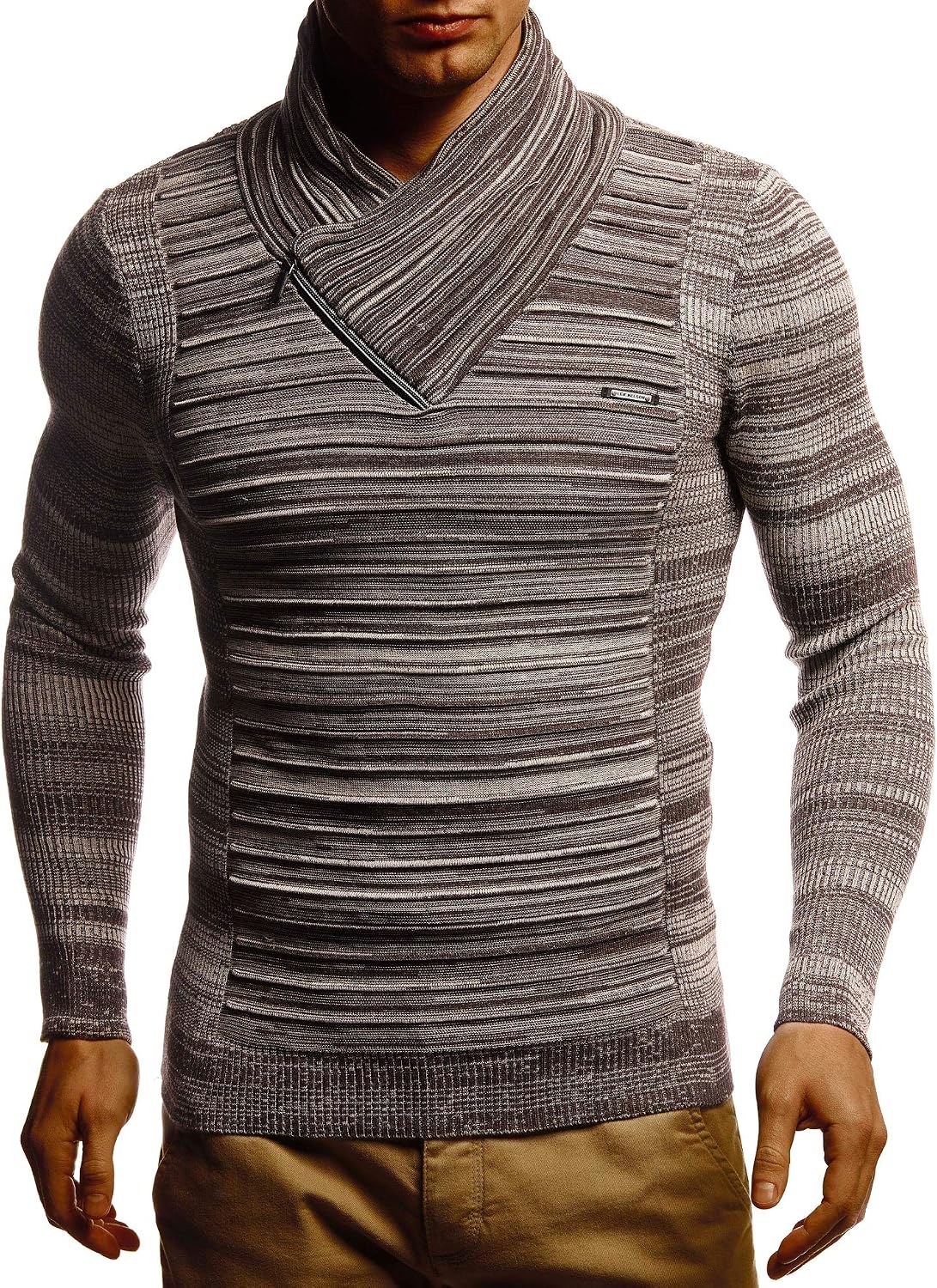 Detalle 2 de Leif Nelson LN-1535: maglione uomo felpa con cappuccio, sciallatto e taglio sciancrato