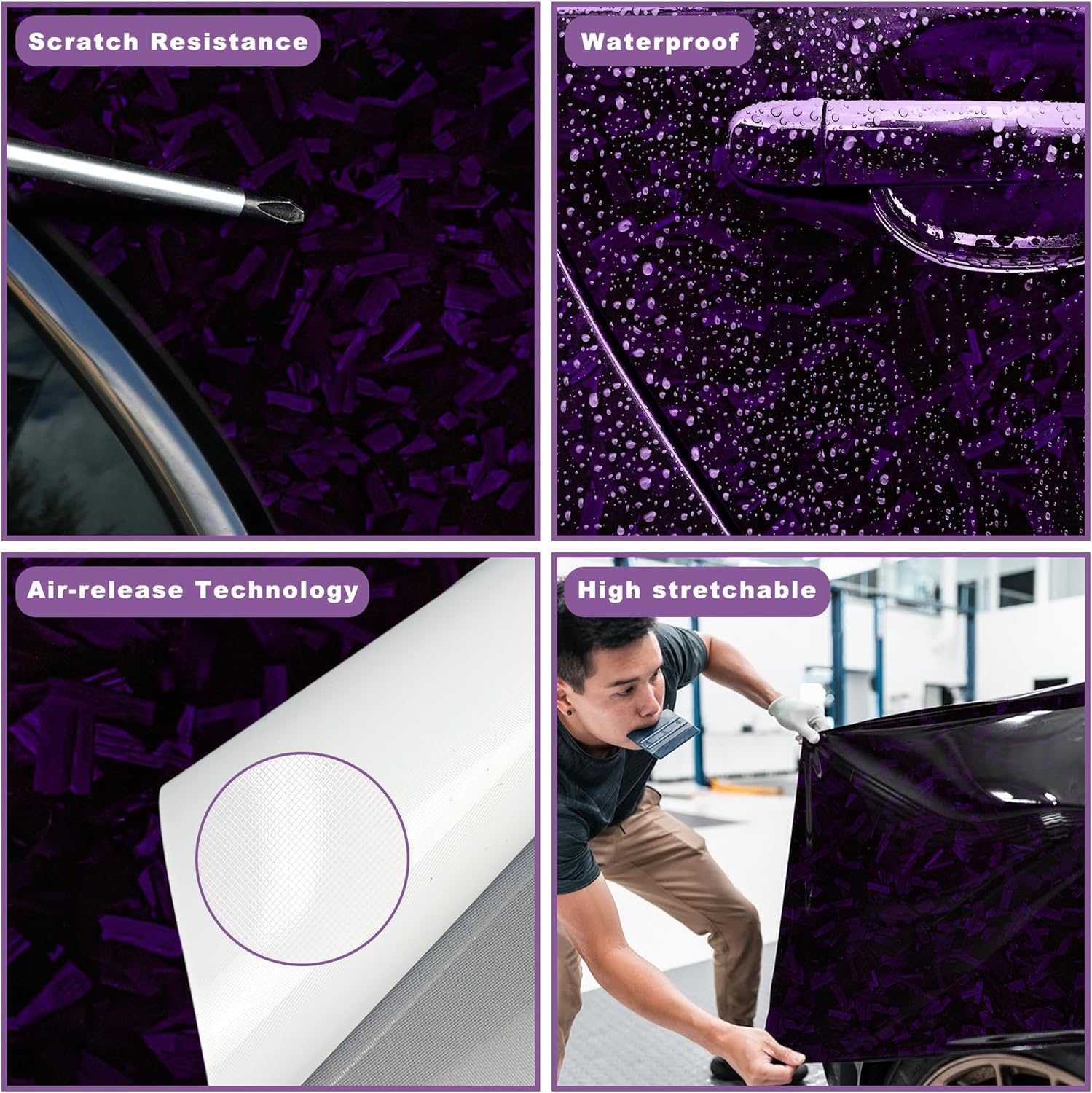 Thumbnail 3 de Arespark Purple Forged Carbon Fibre Vinyl Wrap (DIY adhesive film) 1ft x 5ft