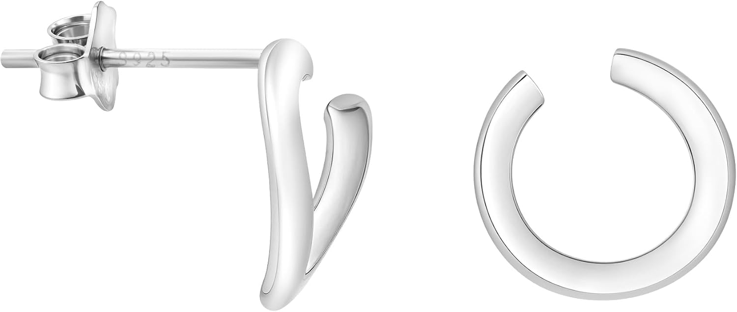Detalle de SOFIA MILANI Damen Ohrringe 925 Silber – Gebogener Kreis Ohrstecker