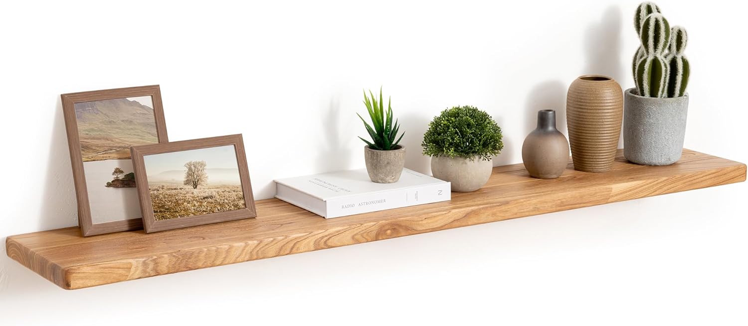 Detalle de Fun Memories FS-DCZ48-1 Solid Elm Floating Shelf, 48-Inch, 8-Inch Deep