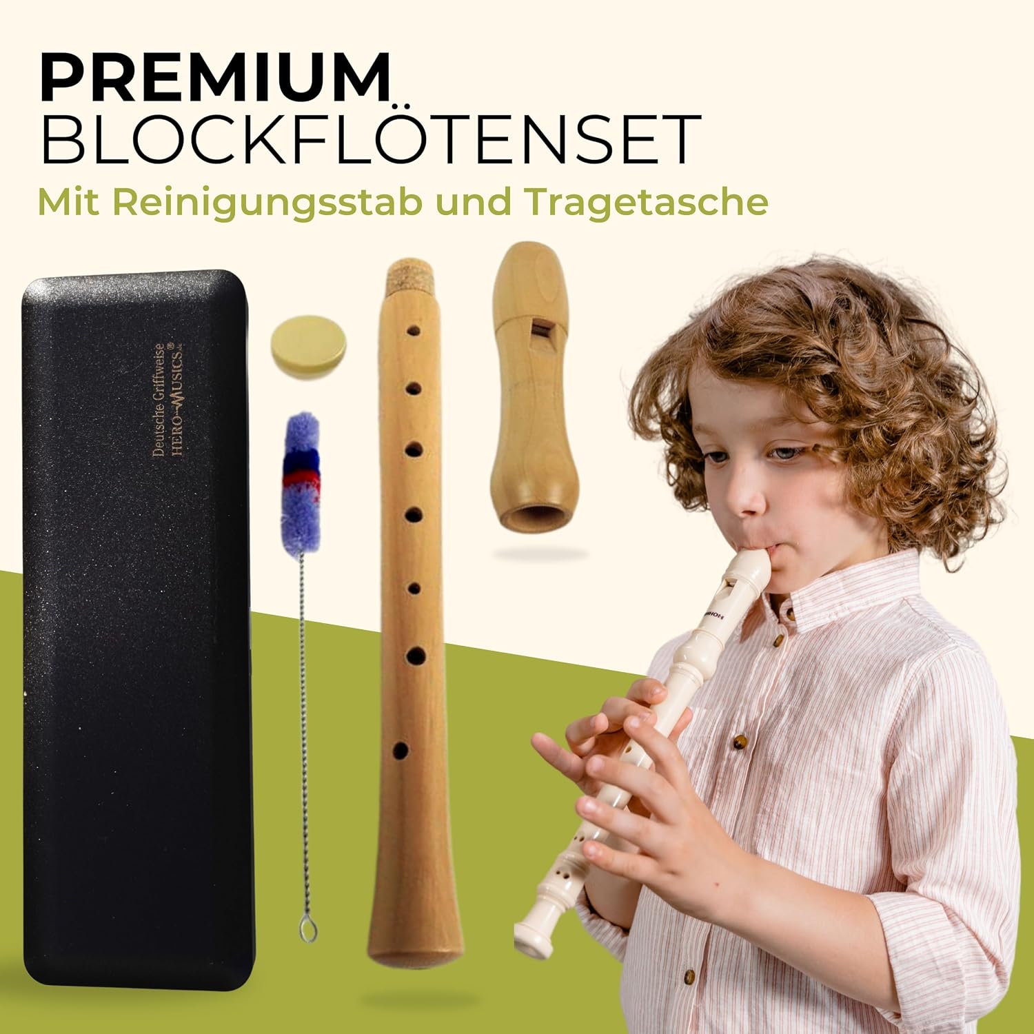 Detalle 2 de Blockflöte Holz Sopran deutsch Griffweise aus Ahorn – GADGET HERO, Einsteiger