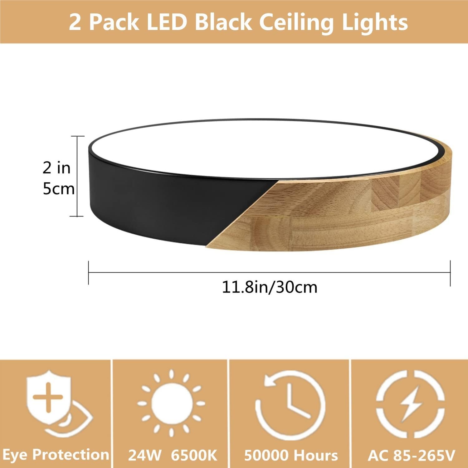 Thumbnail 5 de NAANN efb0abed-f7cd-4d6f-a0e6-74ddf465203c Black Flush-Mount LED Ceiling Light