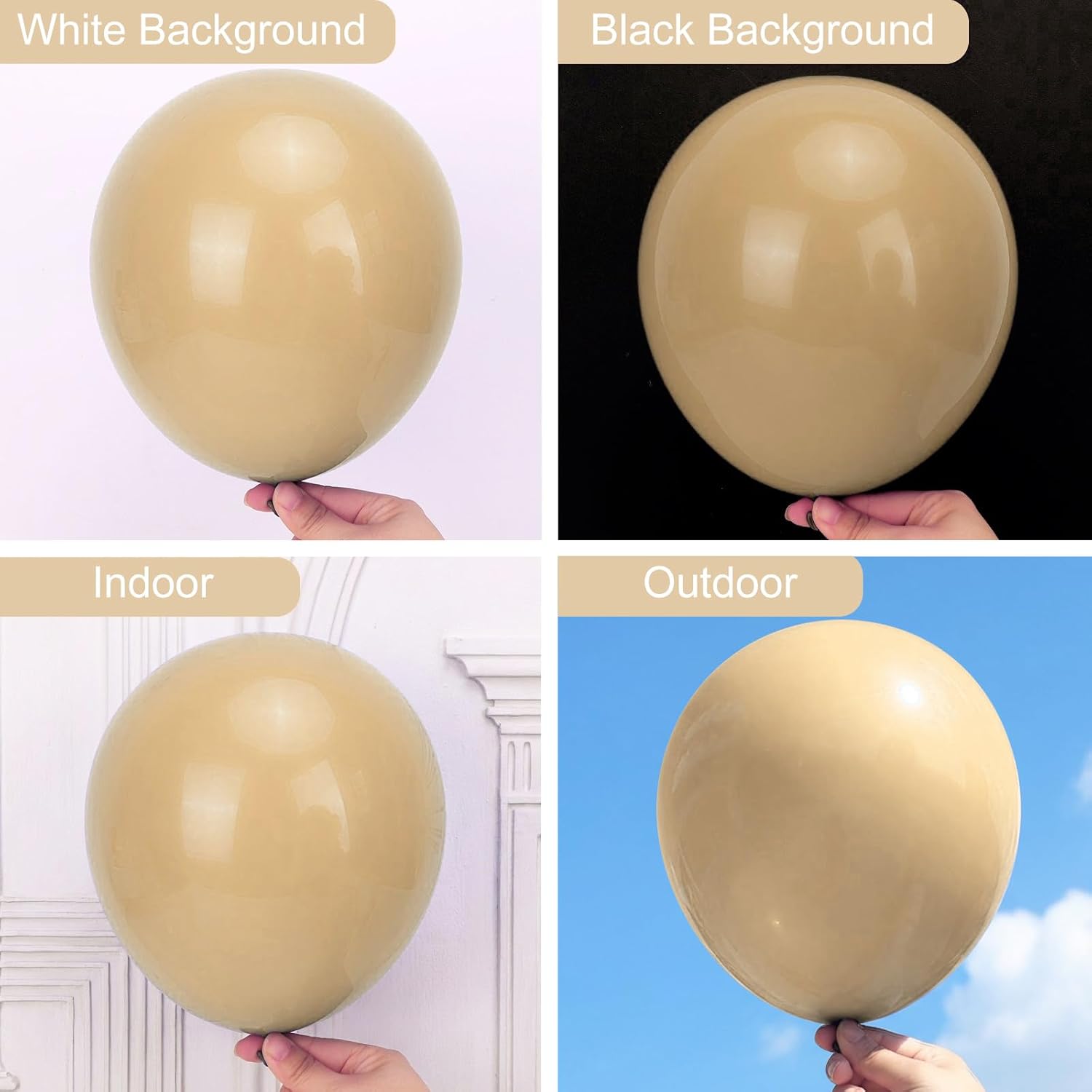 Thumbnail 3 de RUBFAC Vanilla Brown Beige Balloons 129pcs – Multi-Size Latex Balloon Kit for Wedding, Baby Shower, and Themed Parties