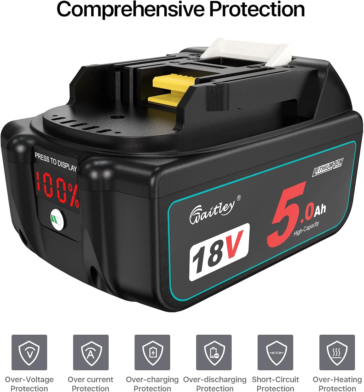 Detalle 1 de Waitley BL1850B 18V 5.0Ah battery for Makita power tools