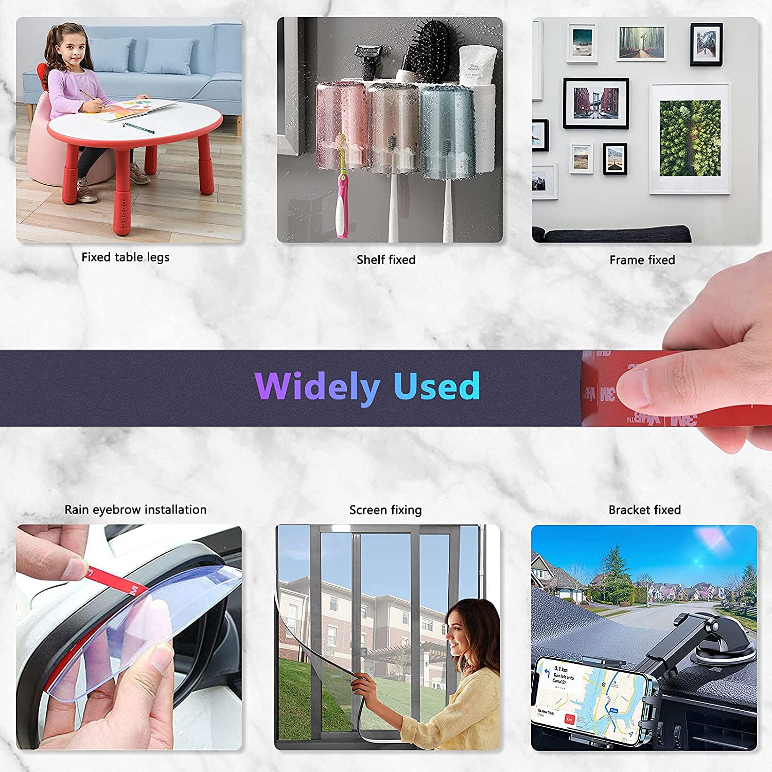 Thumbnail 6 de Bulina JD5925503 Double-Sided Mounting Tape, Black Acrylic Foam, 2 in × 10 ft