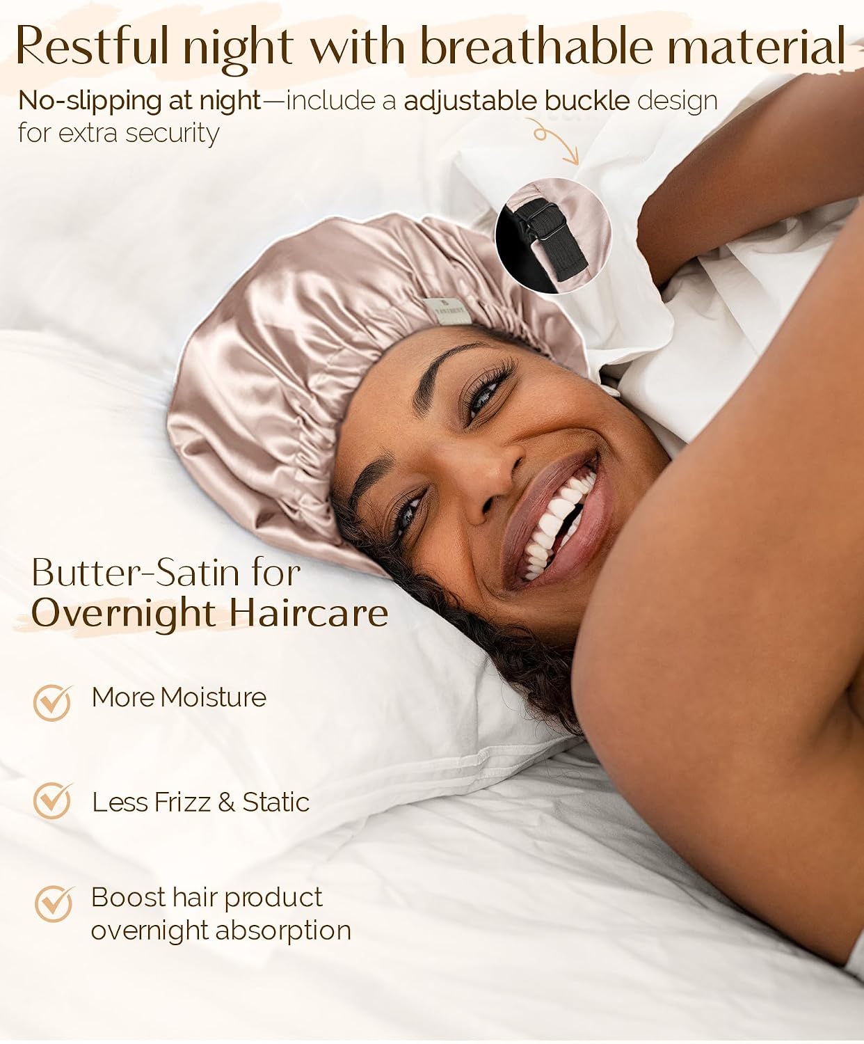 Thumbnail 1 de YANIBEST Adjustable Satin Bonnet, Double-Layer Sleep Hair Cover