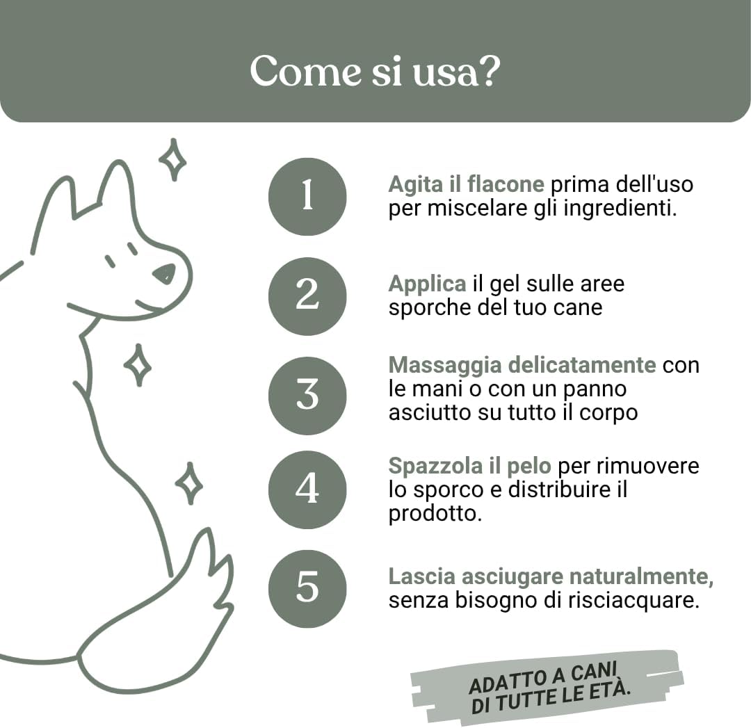 Thumbnail 6 de Bau Shampoo Secco per Cani — Gel Detergente Senza Risciacquo con Aloe Vera, 250 ml