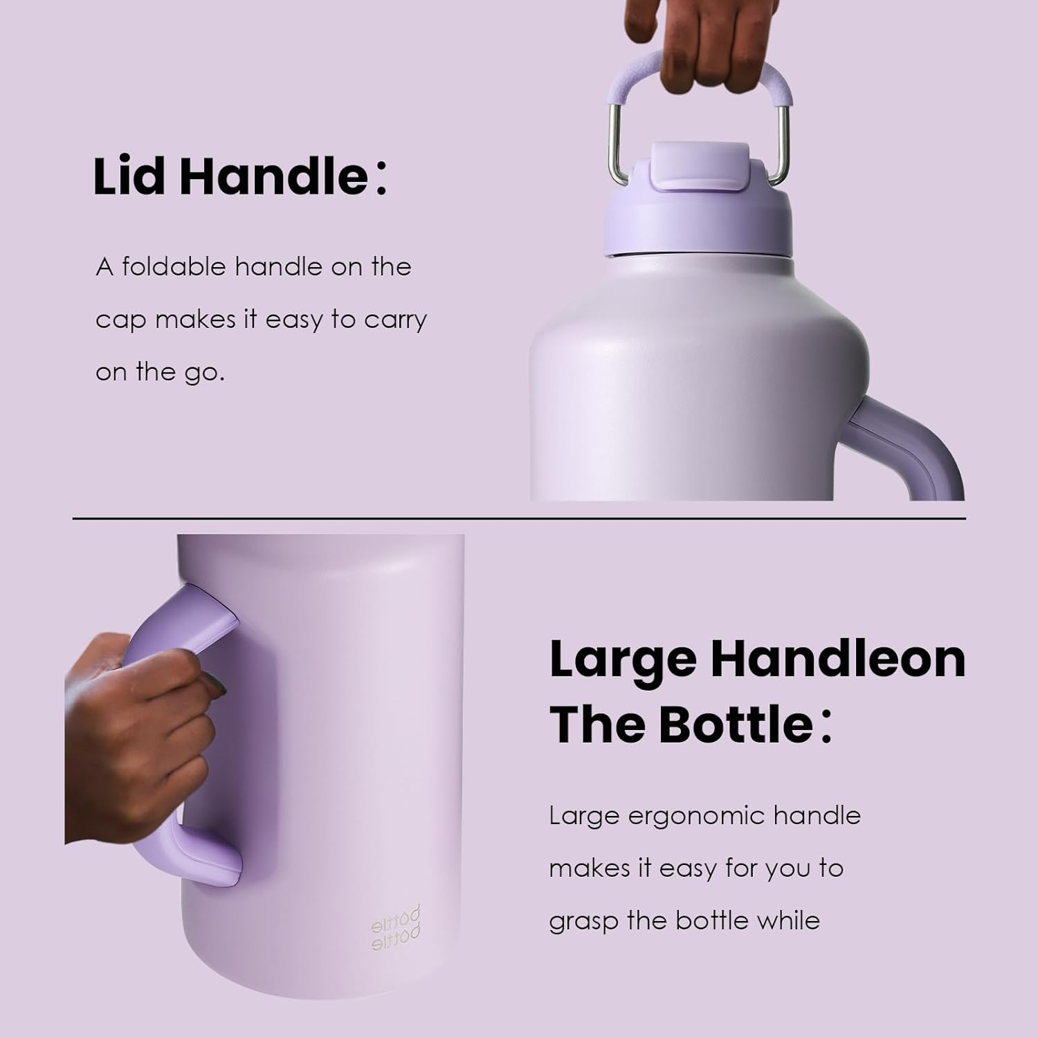 Thumbnail 4 de BOTTLE BOTTLE Isolierte Wasserflasche – doppelter Deckel, Strohhalm, 64 Unzen, Edelstahl – violett