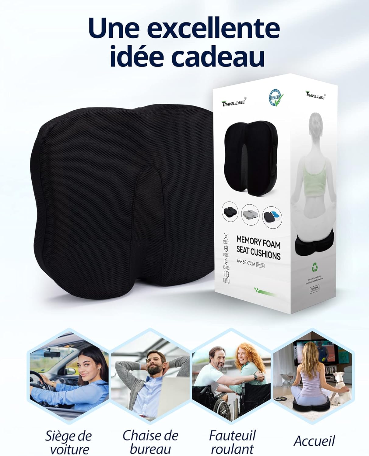 Thumbnail 2 de Travel Ease Coussin de Siège Ergonomique 44x38x7 cm
