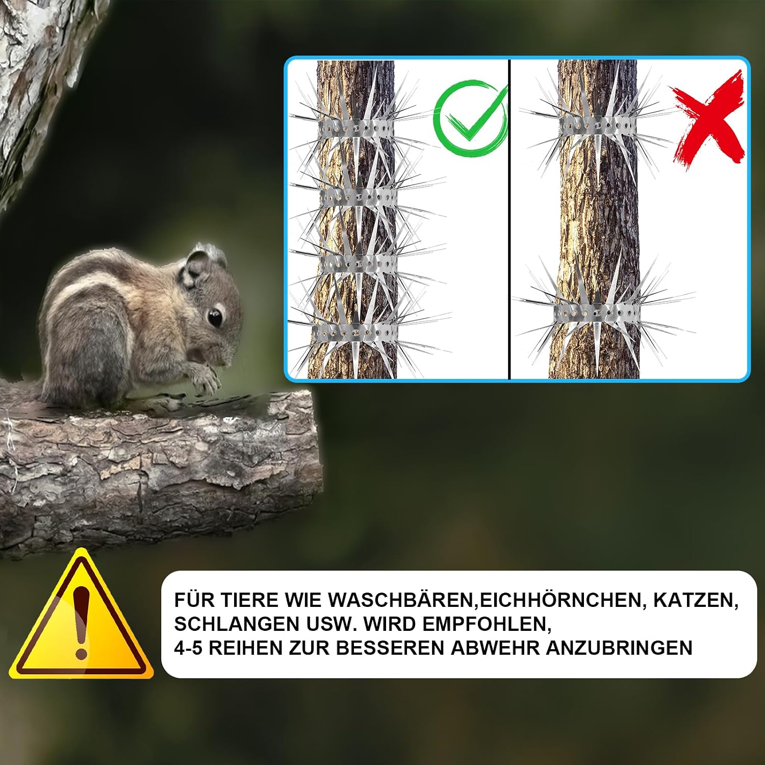 Detalle de Fatmass FTC001 vogelwering van roestvrij staal, 4 rijen, op maat te snijden