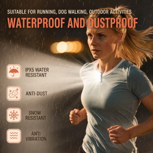 Detalle de Yaklim Clip on Flashlight: Rechargeable Running Light for Runners and Dog Walking