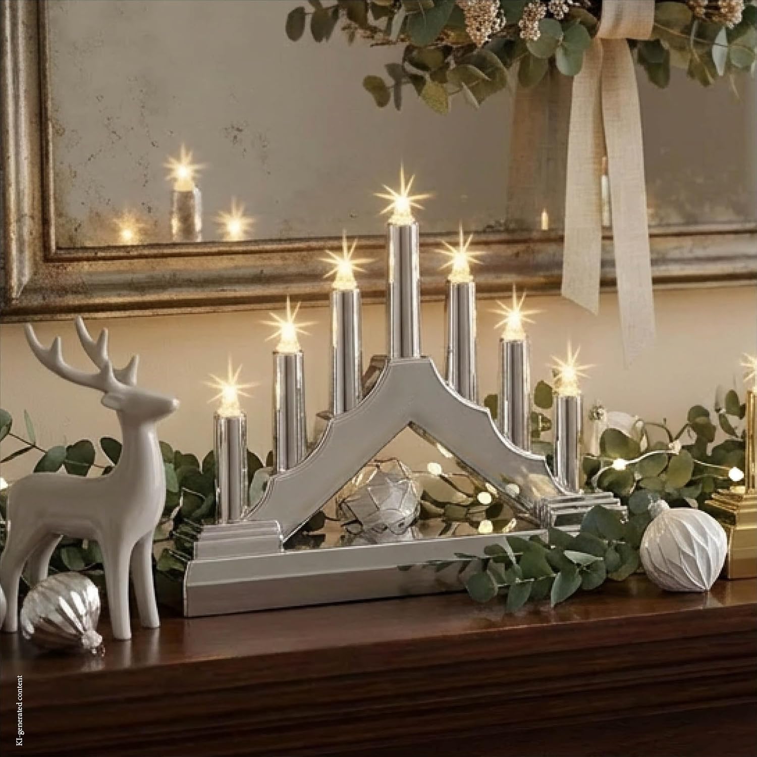 Detalle de Hellum 520934: Candelabro LED argentato per interni con 7 luci calde