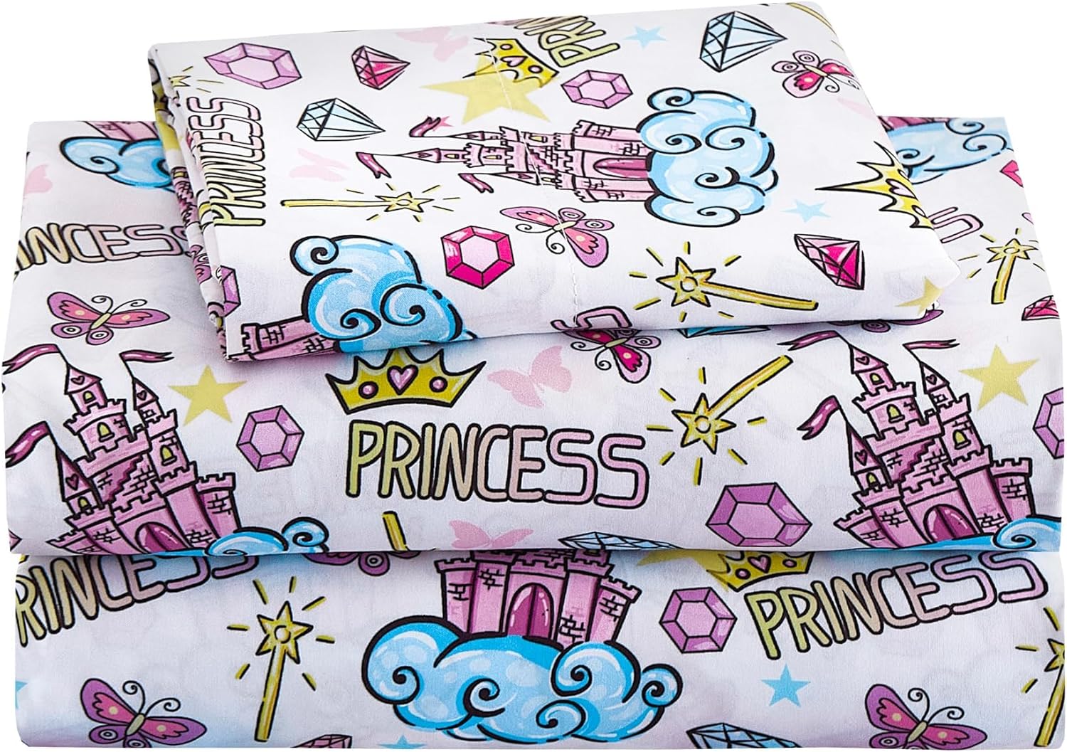 Detalle de Softan Kids Twin Bed Sheet Set, Castle Diamond Microfibre, Deep Pocket