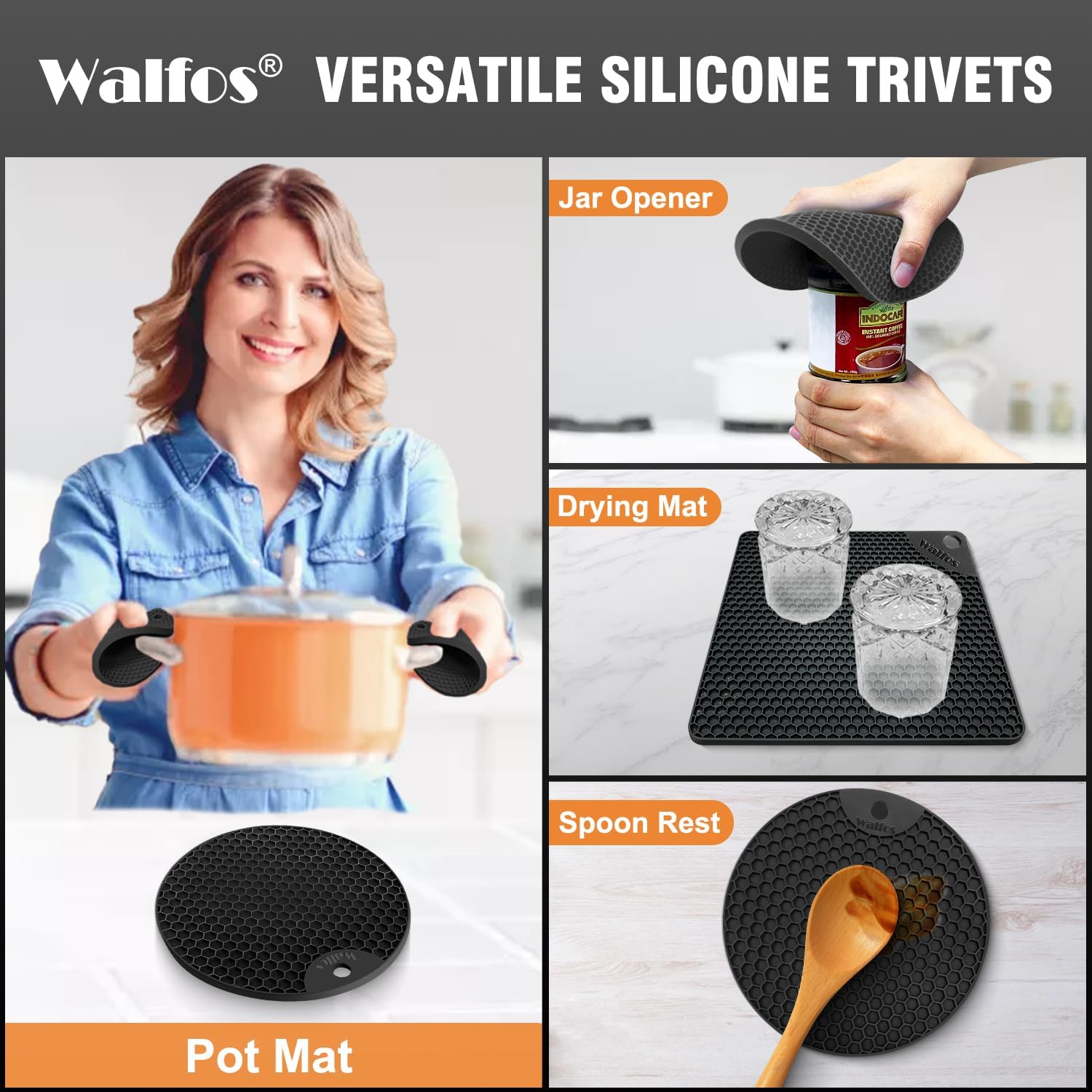 Detalle de Walfos Silicone Trivet Mats 7.1-inch
