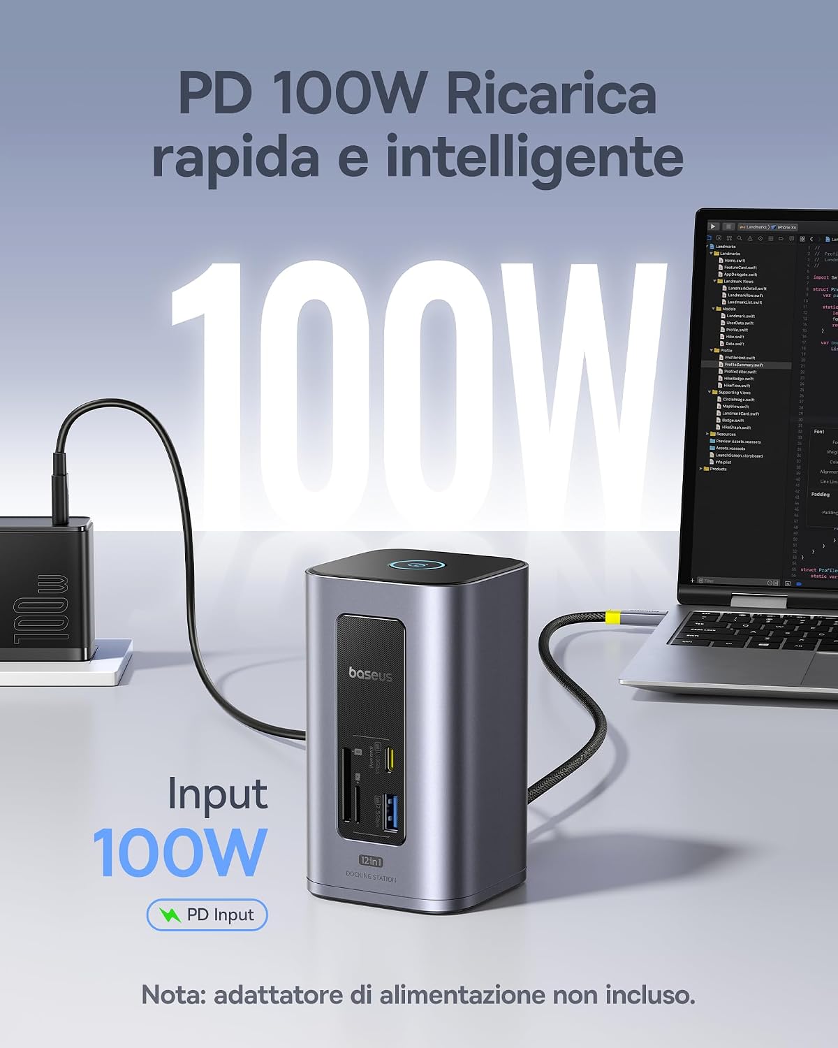 Thumbnail 6 de Baseus Nomos Air 12 in 1 Docking Station: doppio 4K, ricarica 100W e connettività completa per laptop HP/Lenovo/Dell/Acer