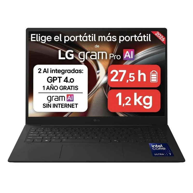 Detalle de LG Gram 16Z90S 16" con Intel Core Ultra 7 155H, 32 GB RAM, 512 GB SSD y Arc Graphics — sin sistema operativo