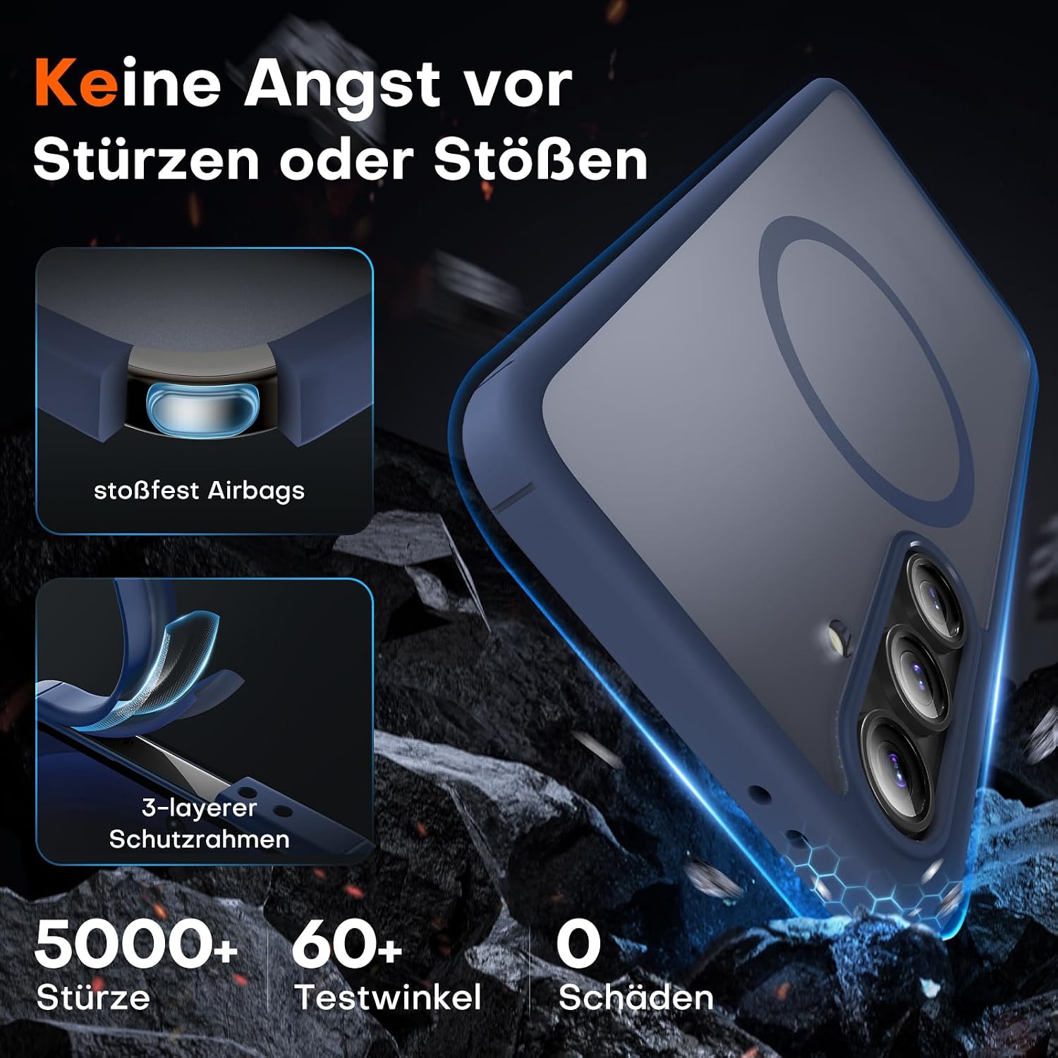 Detalle de TOCOL Hülle für Samsung Galaxy S24 FE mit MagSafe-Schutz – stoßfest, kratzfest, blau