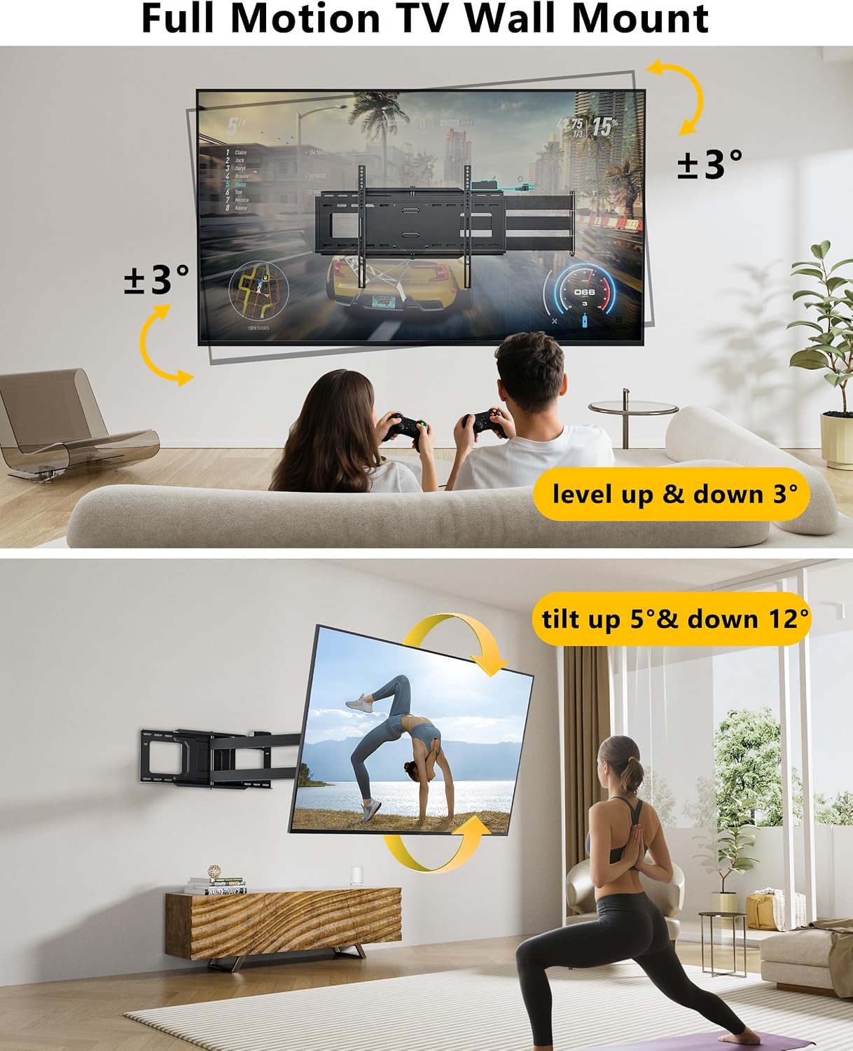 Thumbnail 6 de 48'' Extension Extra Long Arm TV Wall Mount with Power Strip for 37-85 inch TVs