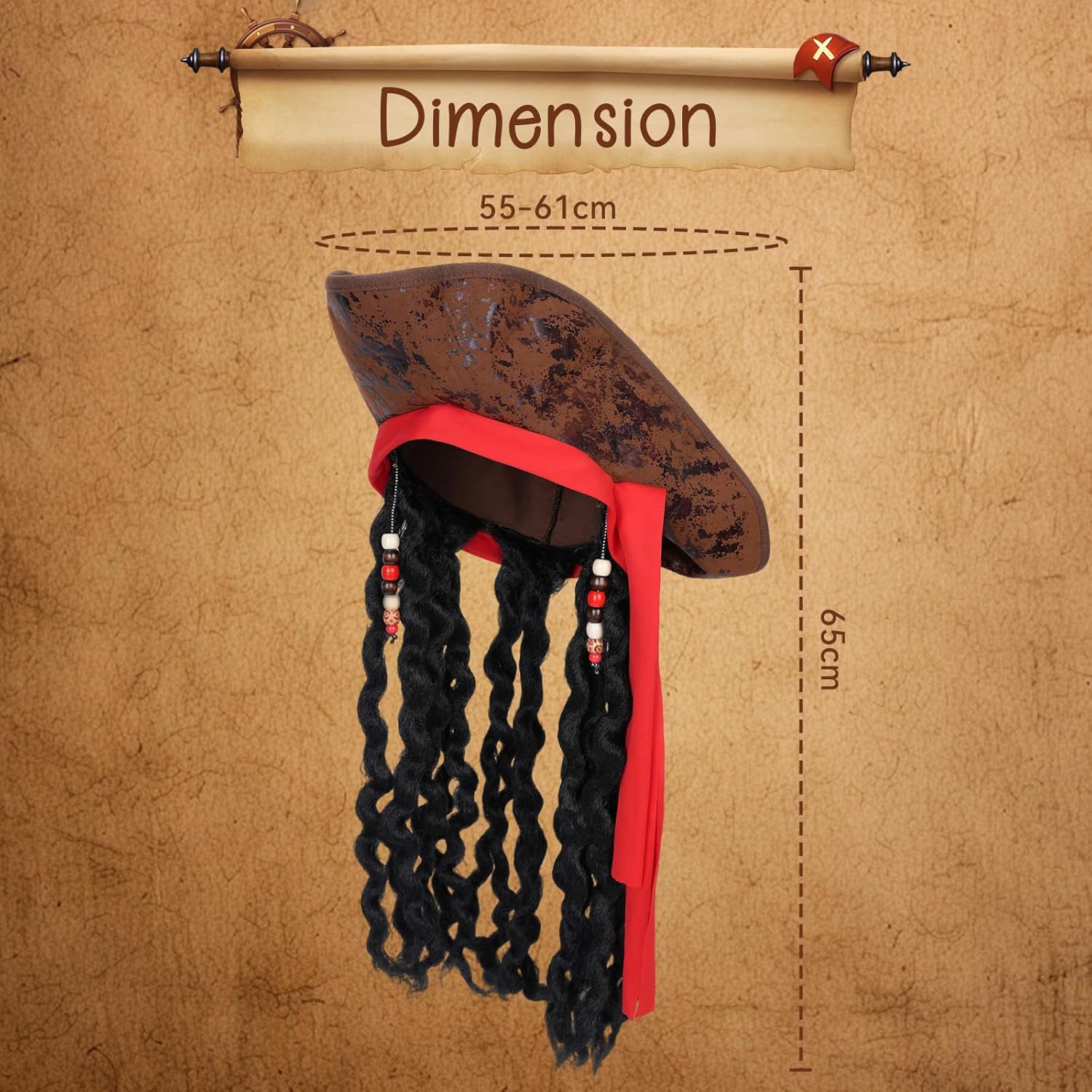 Detalle de Alaoo Pirate Costume Accessories Set with Captain Accessories: Bandana, Eye Patch, Anchor Pendant Chain