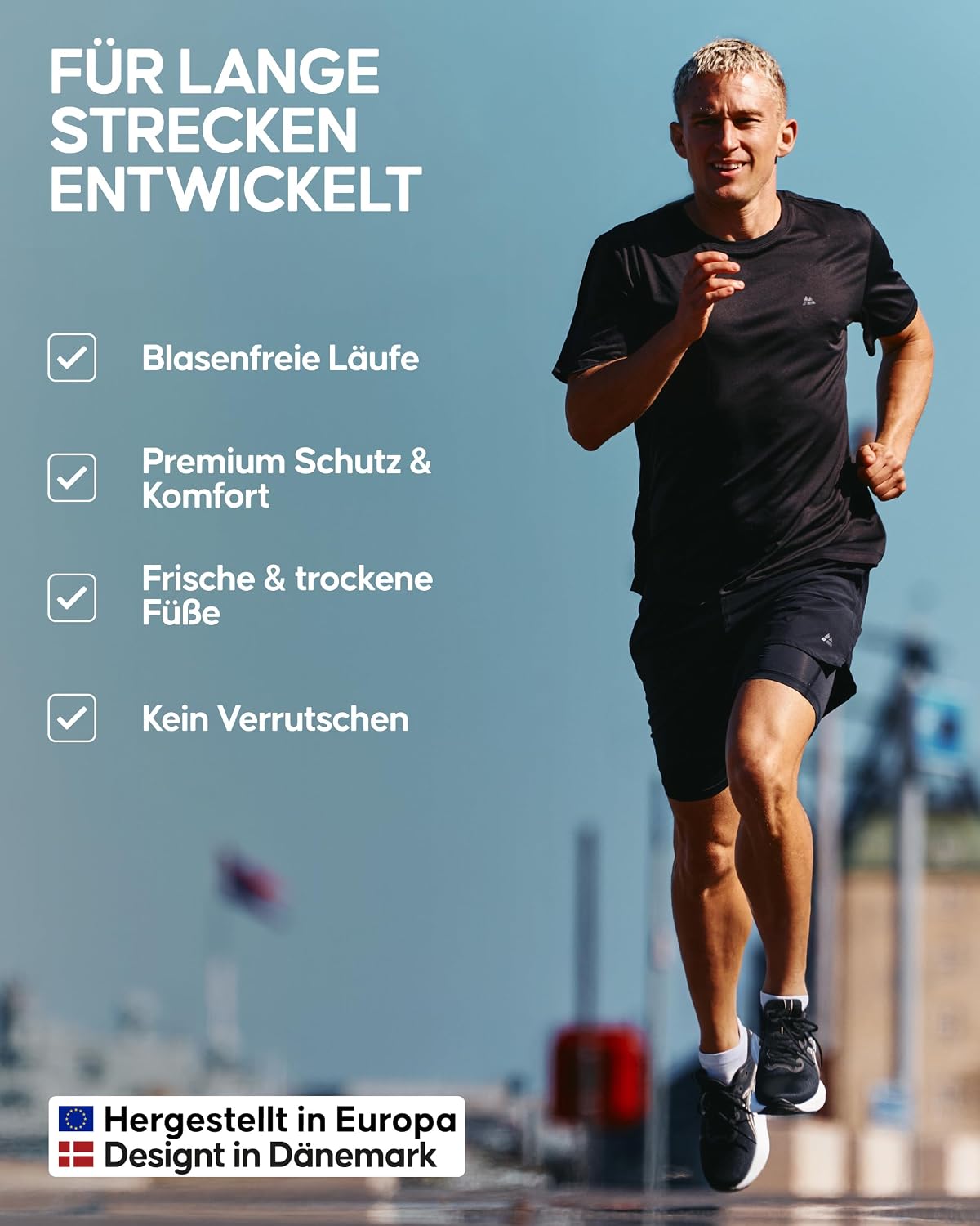 Detalle de DANISH ENDURANCE kurze Laufsocken „Langstrecken“-Sommer Sportsocken mit leichter Kompression (3 oder 5 Paar)