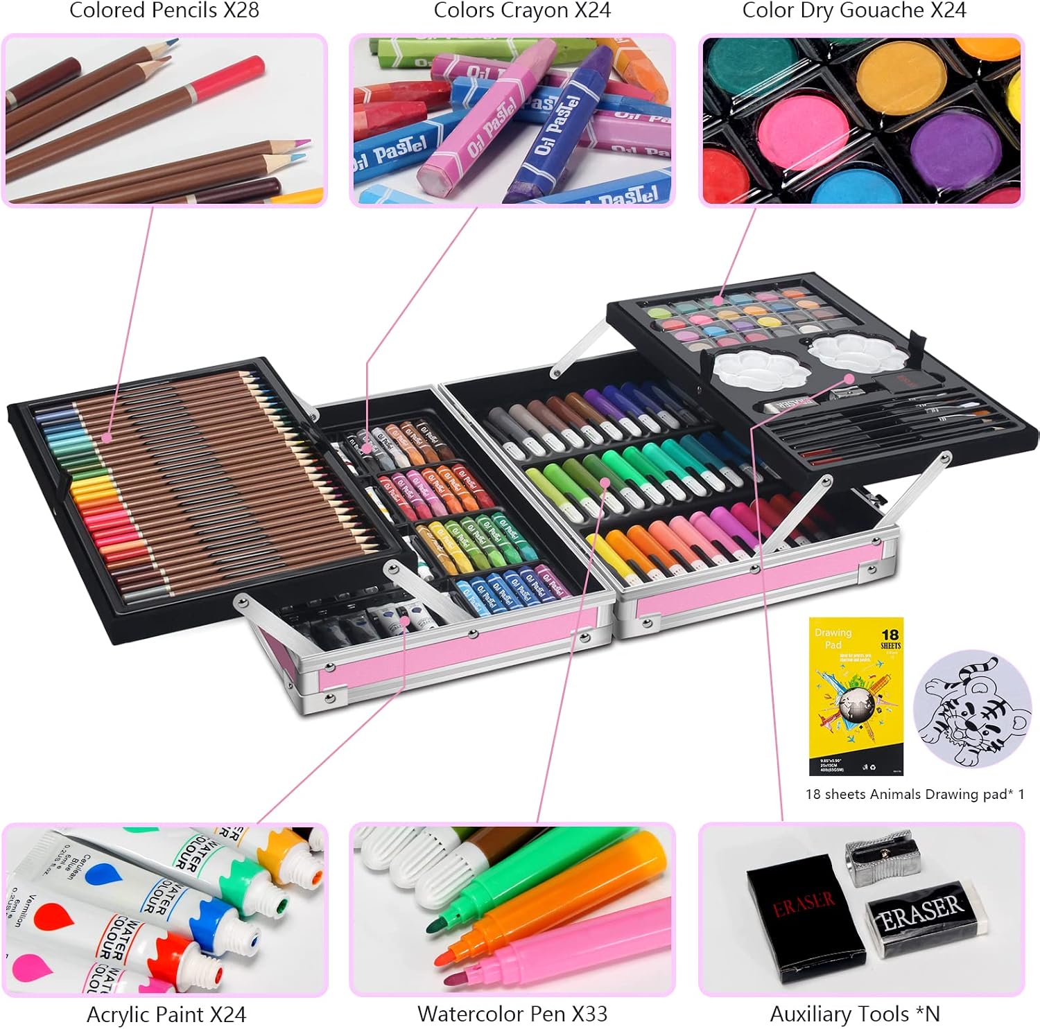 Thumbnail 6 de MIAOKE 145 PCS Set Pittura e Disegno 145 pezzi