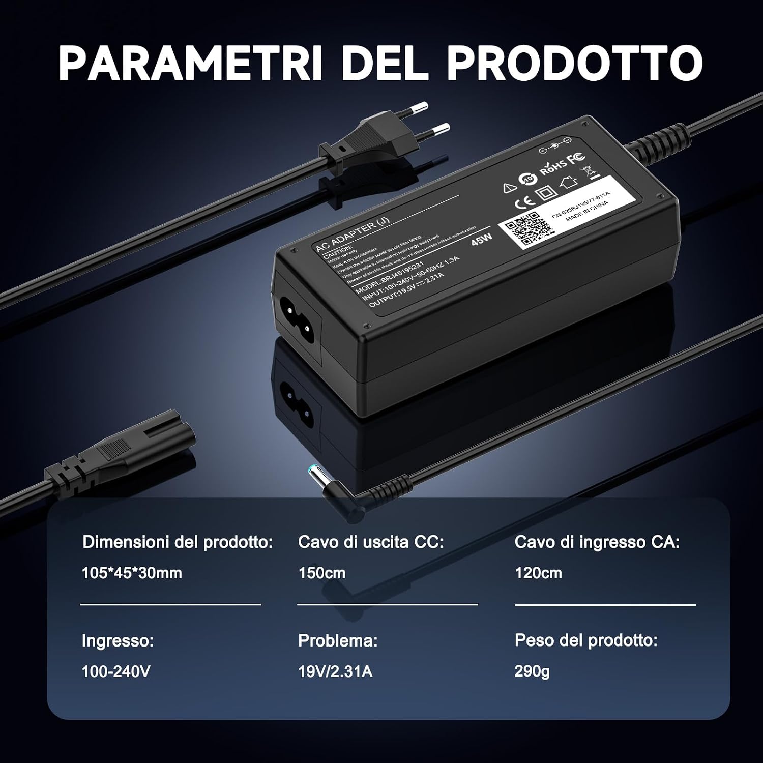 Detalle 1 de HP 45W Caricatore Portatile 19,5V 2,31A 45W